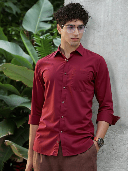 NEW-18 100% Cotton Regular Fit Solids Full Sleeves Men's Casual Shirt - Red ( Pack of 1 ) NEW-18 100% Cotton Regular Fit Solids Full Sleeves Men's Casual Shirt - Red ( Pack of 1 )