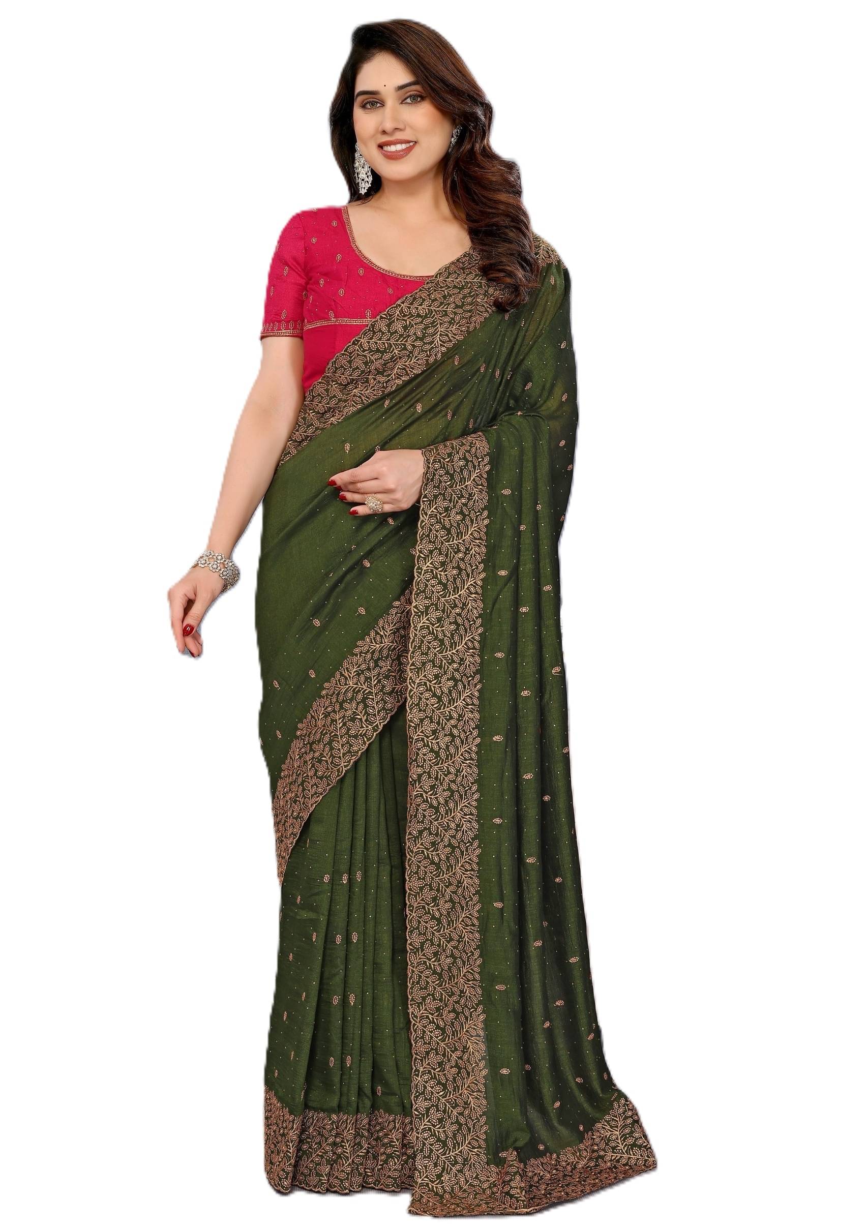    			PANZORA Silk Solid Regular Saree Without Blouse Piece ( Green )