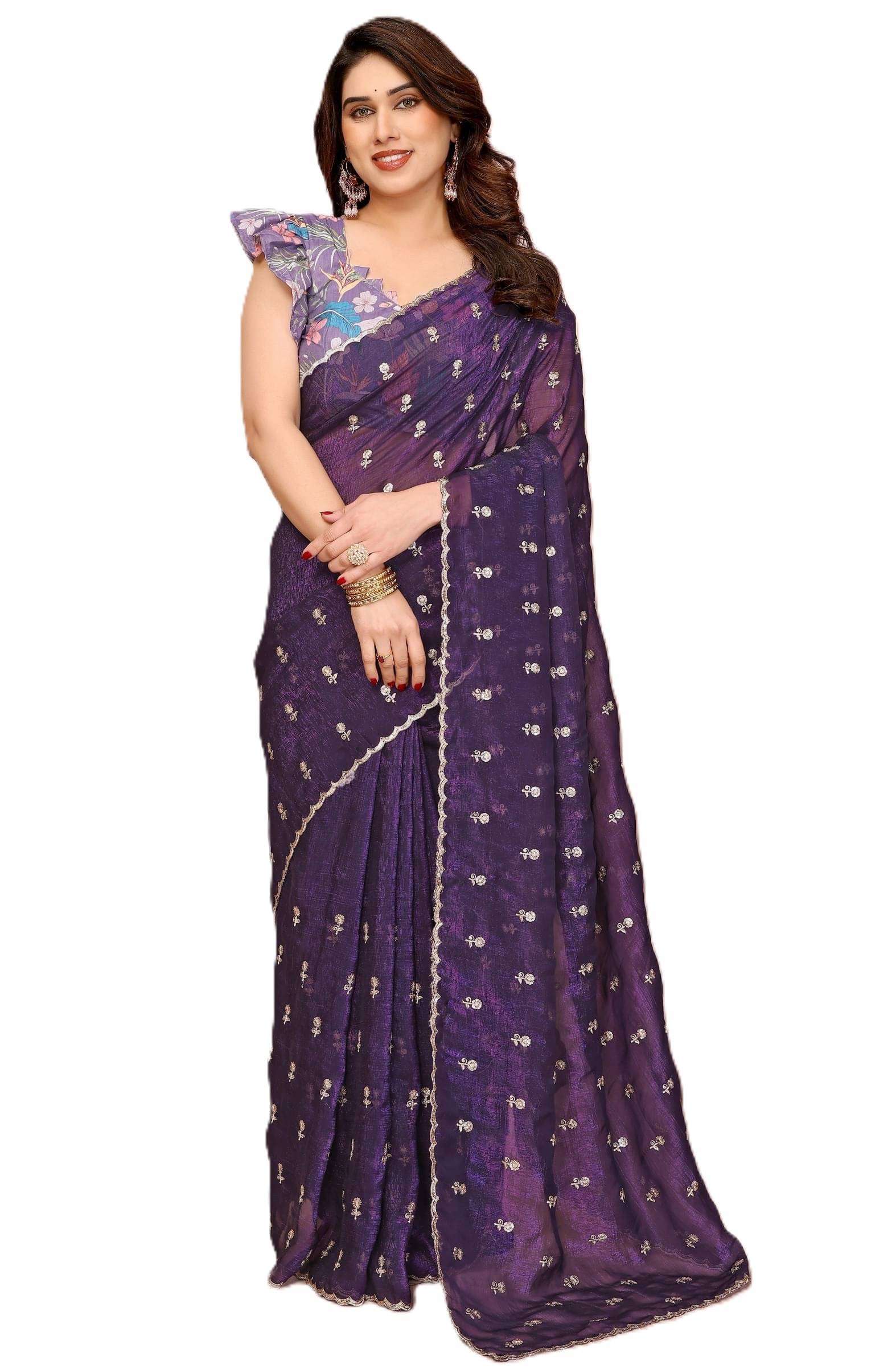 PANZORA Silk Solid Regular Saree Without Blouse Piece ( Purple )     			PANZORA Silk Solid Regular Saree Without Blouse Piece ( Purple )