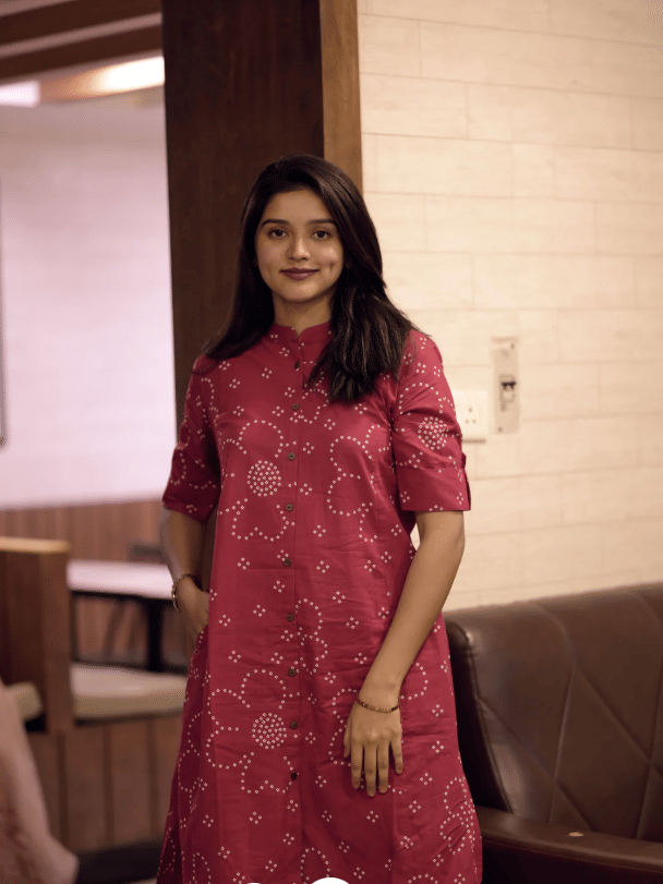     			PRAVITA Women Cotton Printed A-line Kurti With Palazzo ( Red )