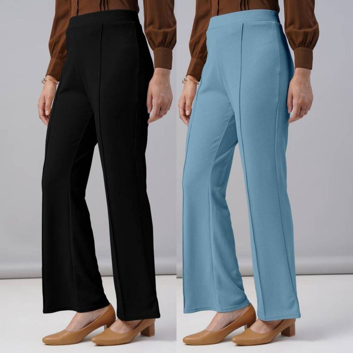     			Qyaas Women Lycra Casual Trousers ( Black,Teal )
