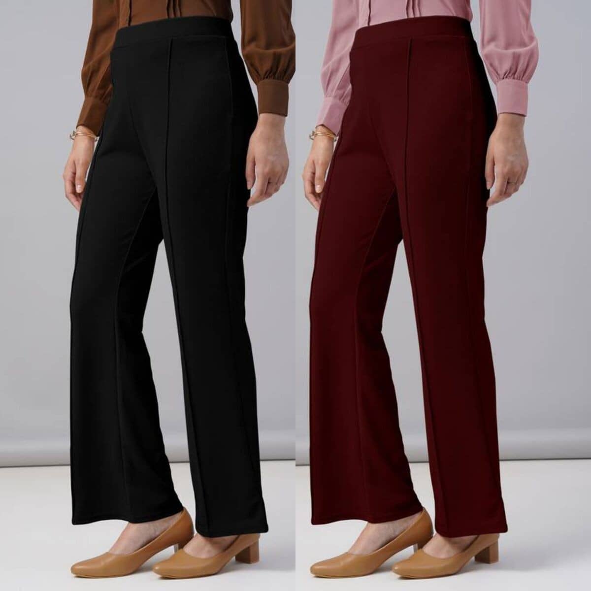 Qyaas Women Lycra Casual Trousers ( Black,Navy Blue ) - Trousers | Buy online on ZillyBuy
