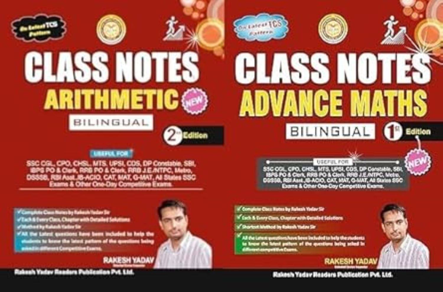     			Rakesh Yadav Class Note Arithmetic (2nd Edition) And Class Note Adavnce Math (1st Edition) On Latest TCS Pattern Bilingual