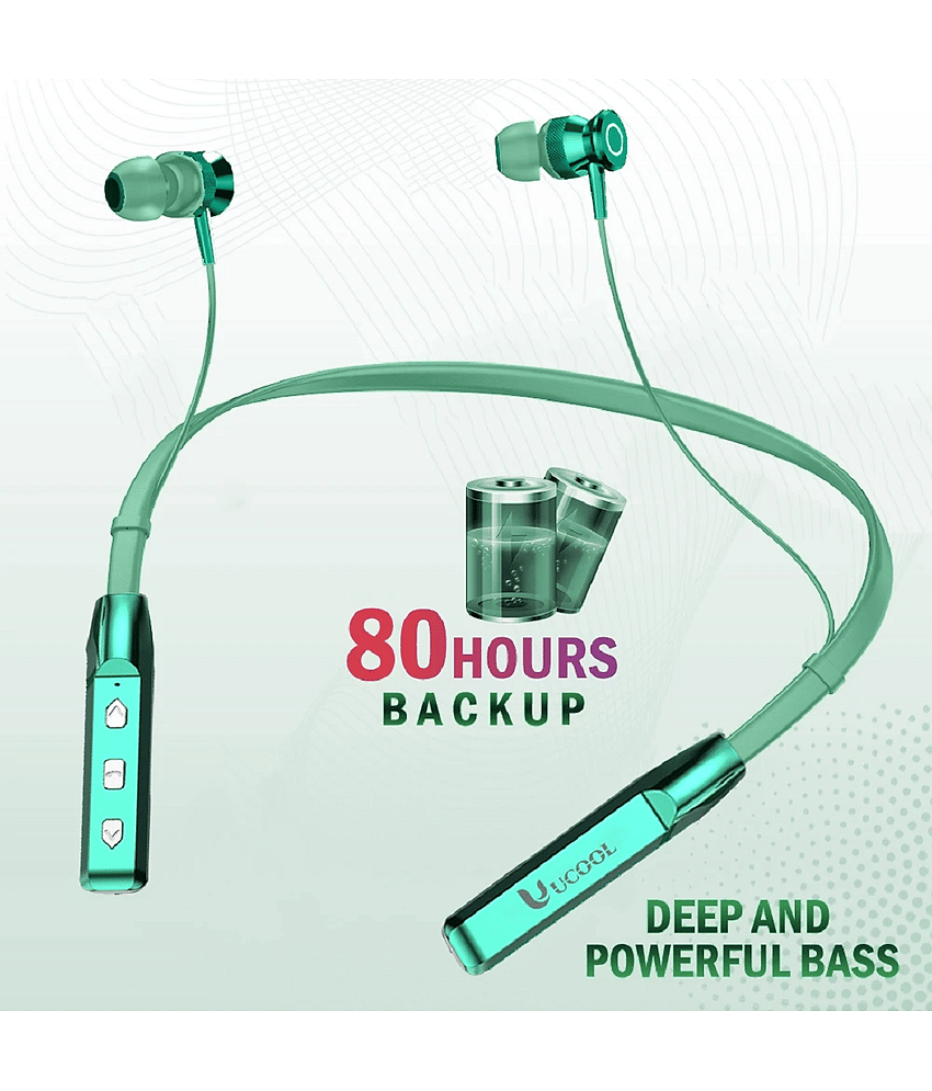 Raptor 80 Hours Green Playtime Wireless Neckband headphones Earphone