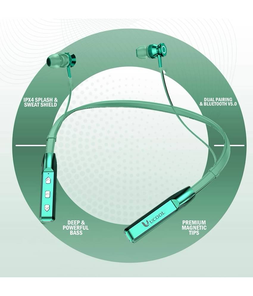 Raptor 80 Hours Green Playtime Wireless Neckband headphones Earphone