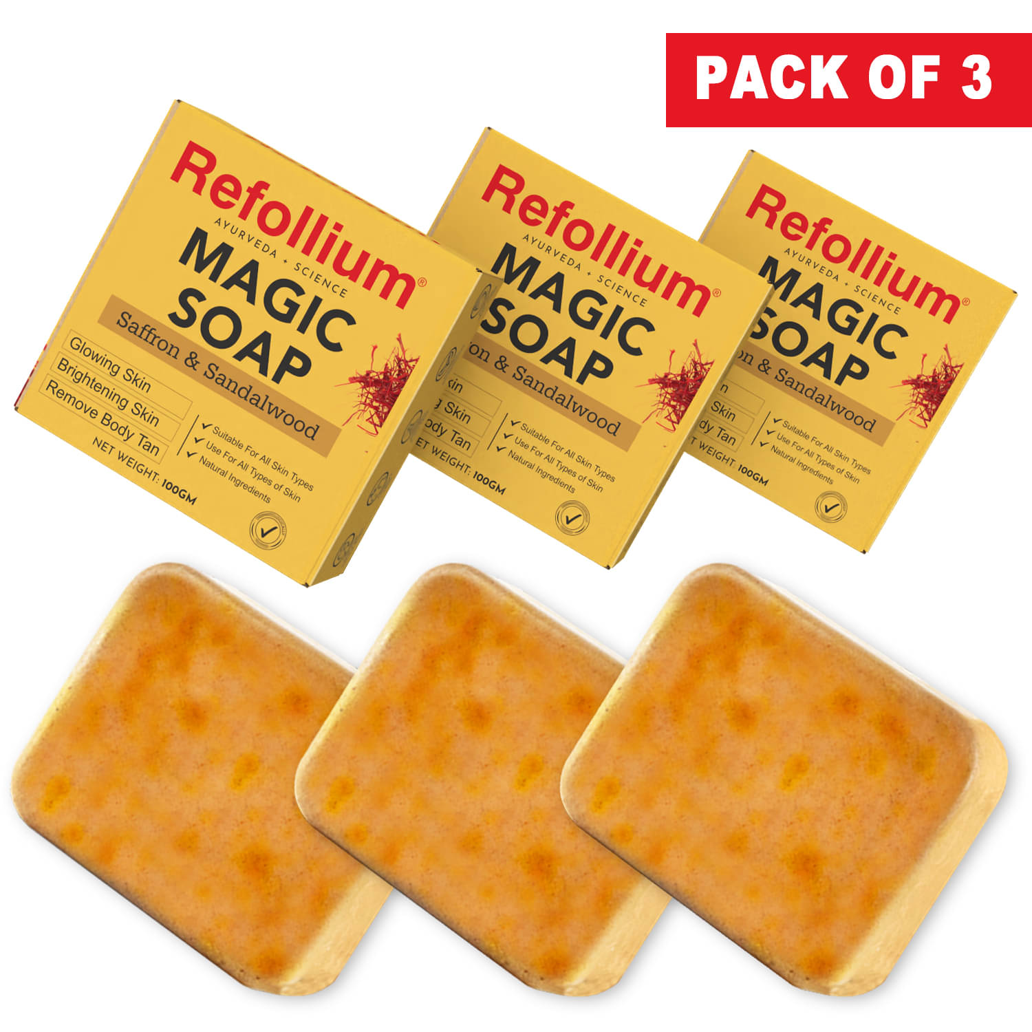     			Refollium Exfoliating Magic Soap Soap for All Skin Type ( Pack of 3 )