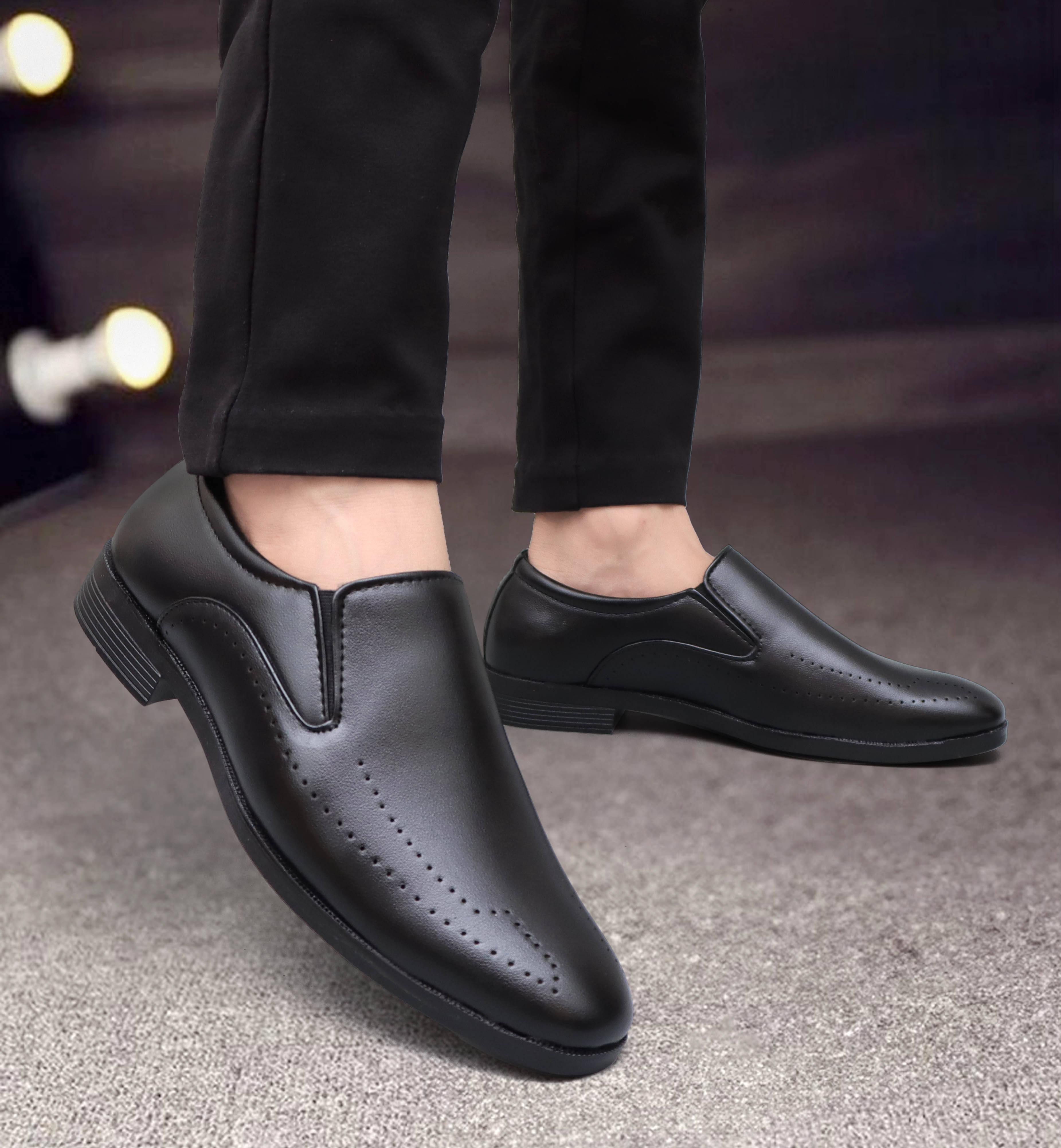     			SHUAN Black Men's Slip On Formal Shoes