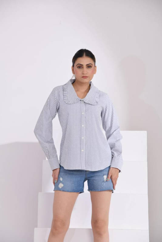     			SIDDHO HUM Women Checked Cotton Shirt ( White )
