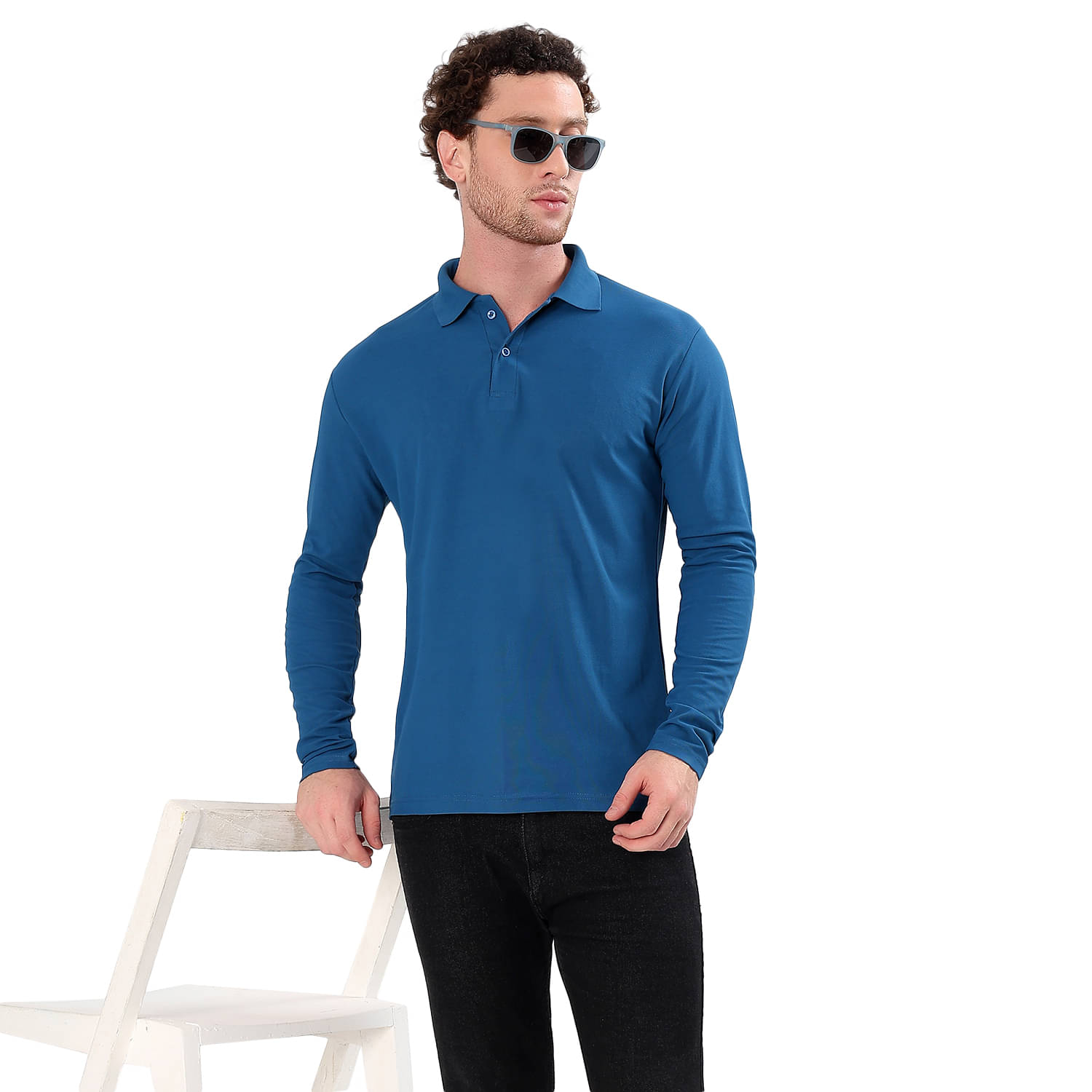     			SYS TEXTILE Men Cotton Blend Regular Fit Solid T-Shirt ( Blue )