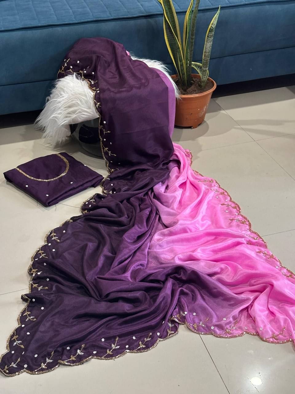     			Shree Shyam Fashion Art Silk Embroidered Bhagalpuri Saree With Unstitched Blouse Piece ( Pink )