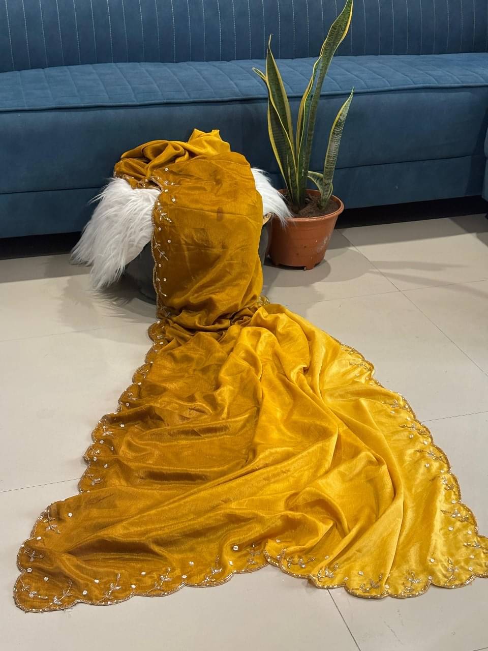     			Shree Shyam Fashion Art Silk Embroidered Bhagalpuri Saree With Unstitched Blouse Piece ( Yellow )