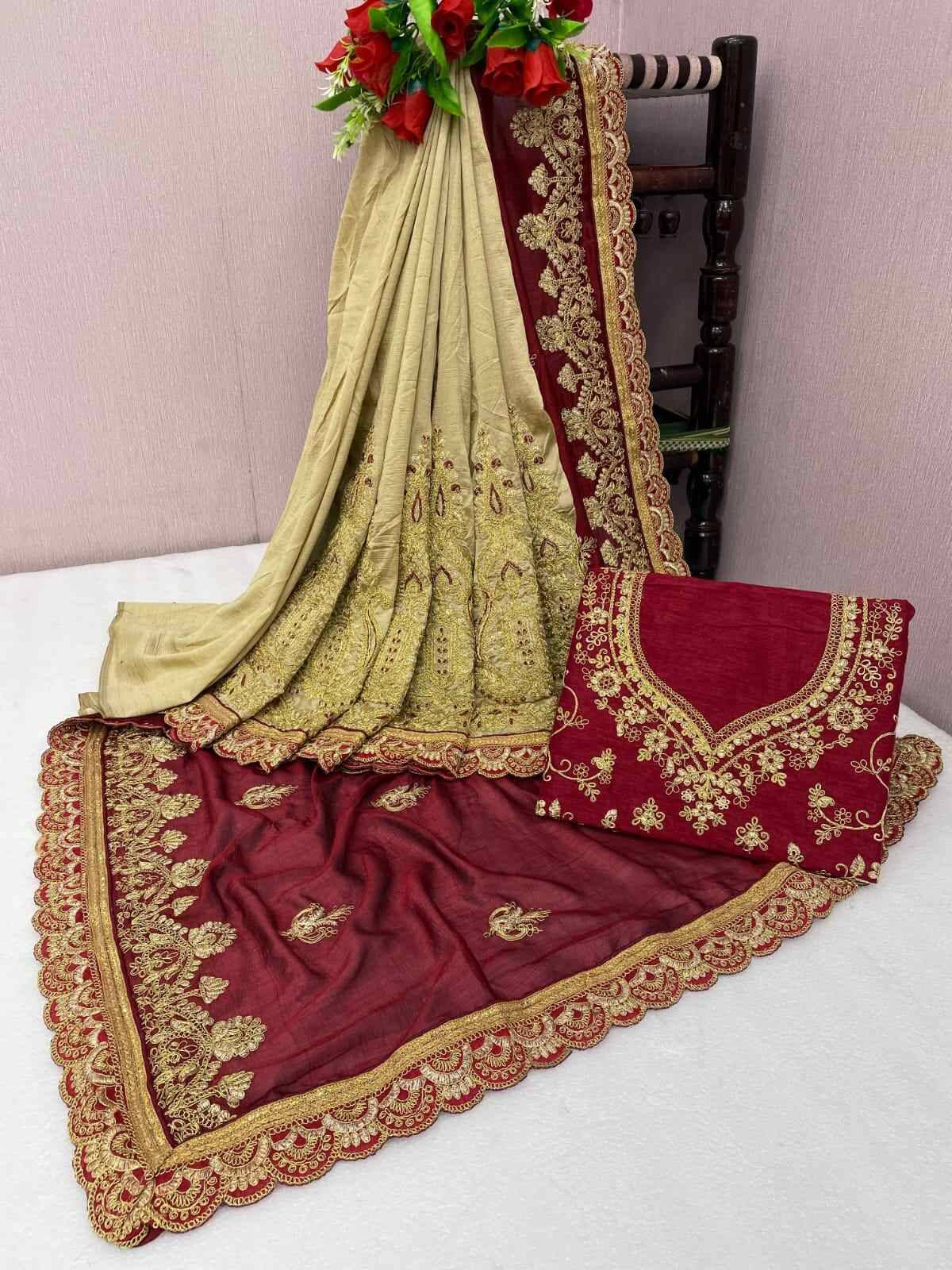     			Shree Shyam Fashion Art Silk Embroidered Bhagalpuri Saree With Unstitched Blouse Piece ( Maroon )