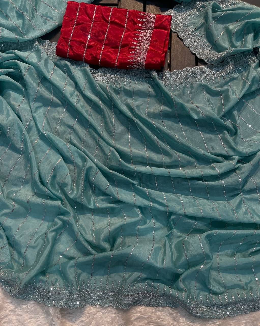     			Shree Shyam Fashion Art Silk Embroidered Bhagalpuri Saree With Unstitched Blouse Piece ( Sky Blue )