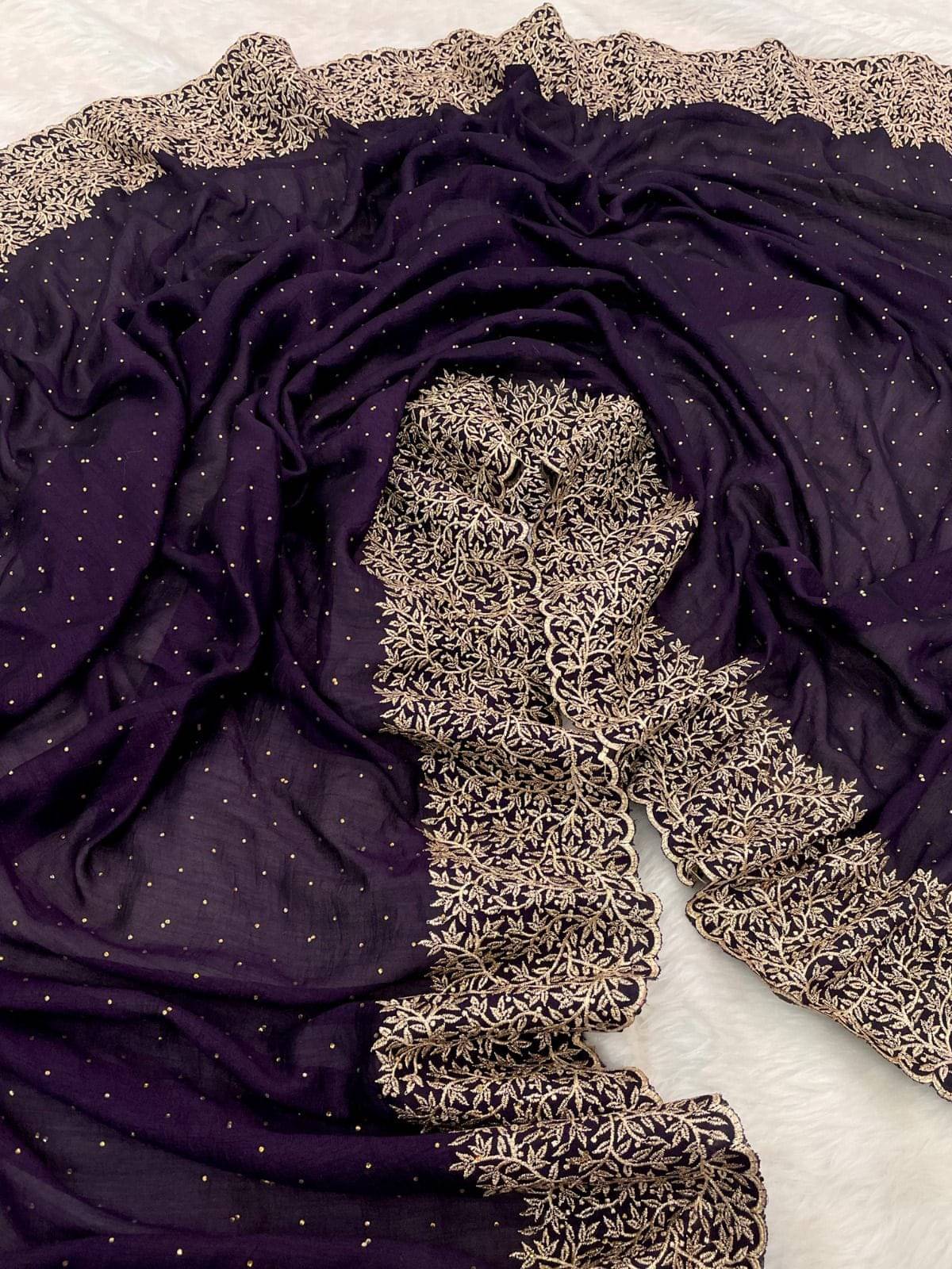     			Shree Shyam Fashion Art Silk Embroidered Bhagalpuri Saree With Unstitched Blouse Piece ( Purple )