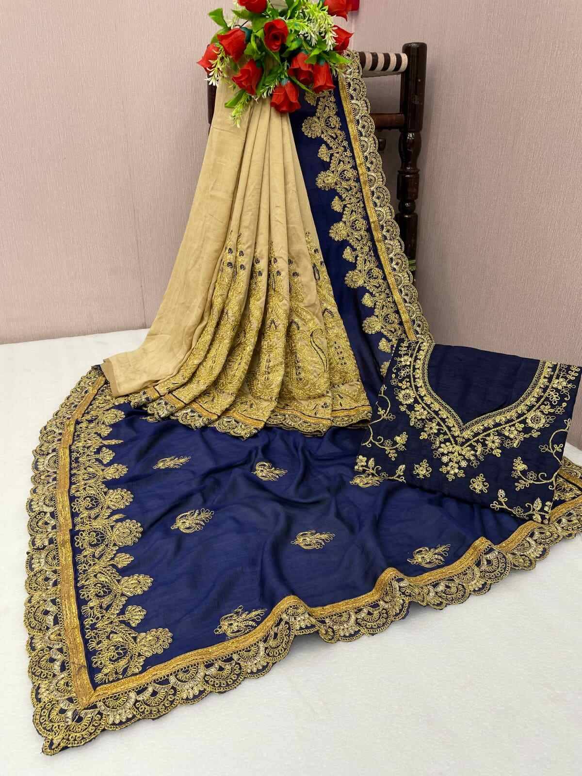 Shree Shyam Fashion Art Silk Embroidered Bhagalpuri Saree With Unstitched Blouse Piece ( Blue ) Shree Shyam Fashion Art Silk Embroidered Bhagalpuri Saree With Unstitched Blouse Piece ( Blue )