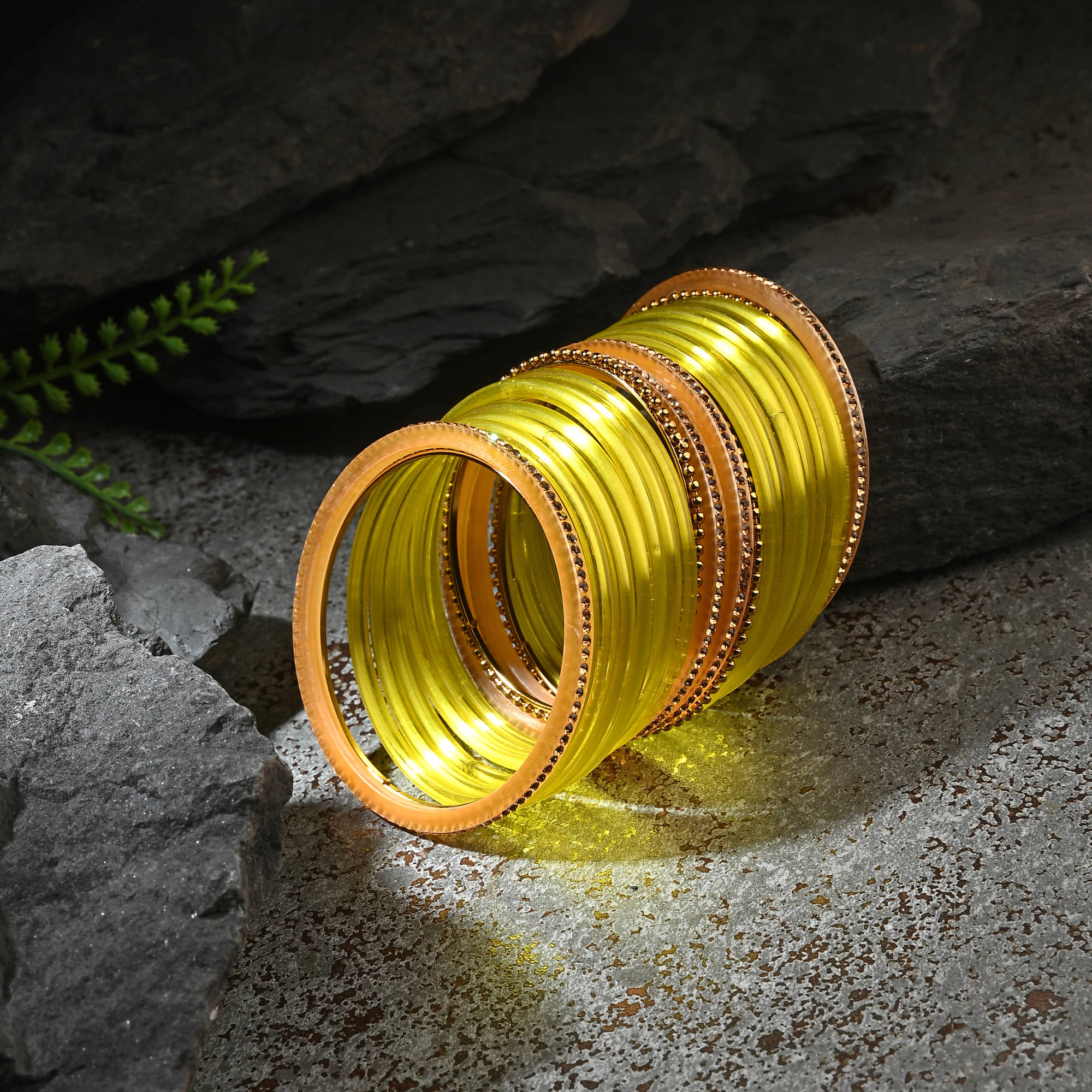     			Somil Yellow Bangle Set ( Pack of 2 )