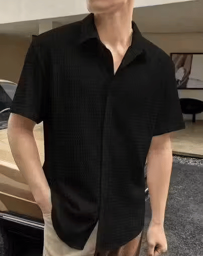 VAANNAYA ENTERPRISE Cotton Blend Regular Fit Solids Half Sleeves Men's Casual Shirt - Black ( Pack of 1 ) VAANNAYA ENTERPRISE Cotton Blend Regular Fit Solids Half Sleeves Men's Casual Shirt - Black ( Pack of 1 )