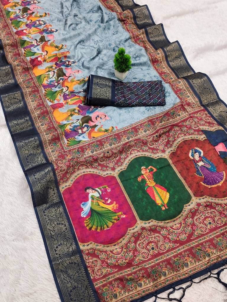     			Vastukala Cotton Silk Woven Kanjeevaram Sarees With Unstitched Blouse Piece ( Sky Blue )