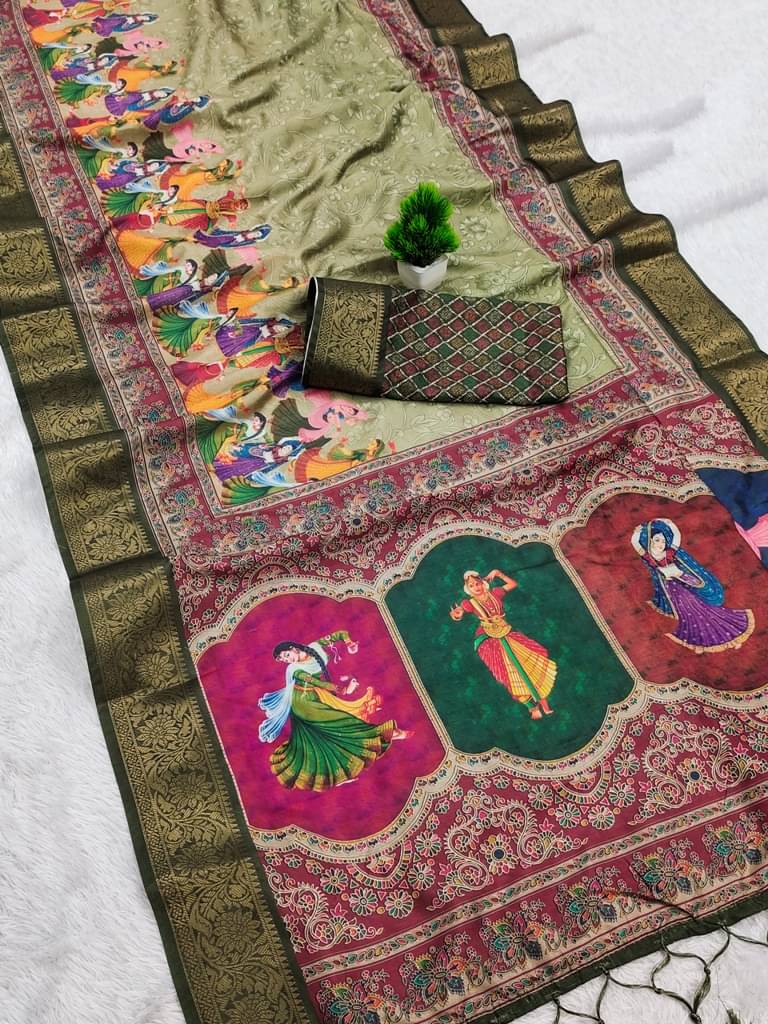     			Vastukala Cotton Silk Woven Kanjeevaram Sarees With Unstitched Blouse Piece ( Green )