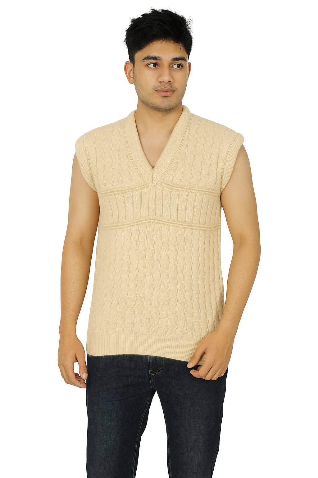 WHEY FIT Polyester Blend V-Neck Men's Sleeveless Pullover Sweater - Khaki ( Pack of 1 ) WHEY FIT Polyester Blend V-Neck Men's Sleeveless Pullover Sweater - Khaki ( Pack of 1 )