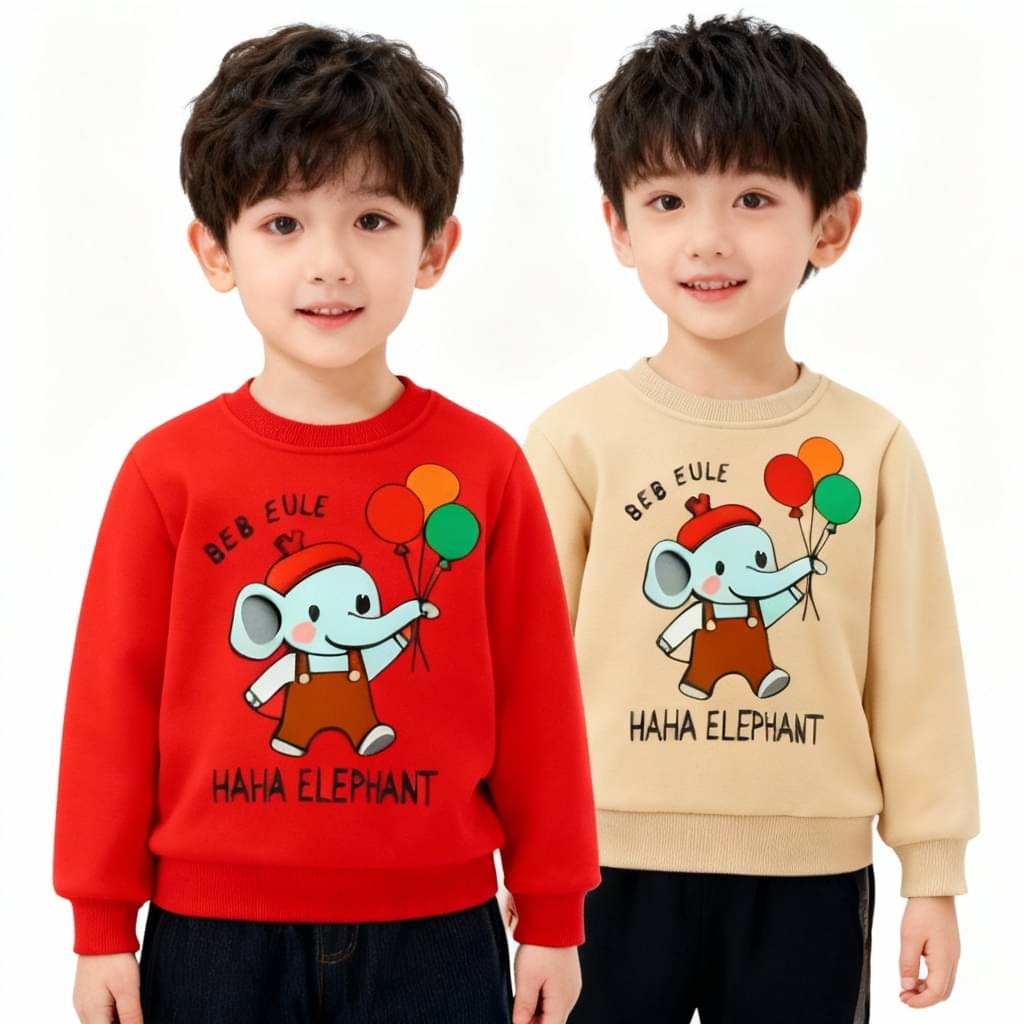     			YAKFIT Pack of 2 Boys Fleece Sweatshirt ( Beige,Red )