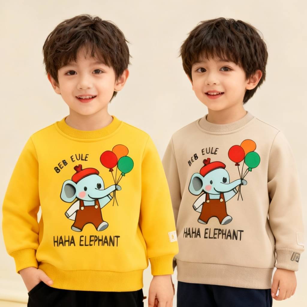     			YAKFIT Pack of 2 Boys Fleece Sweatshirt ( Beige,Yellow )