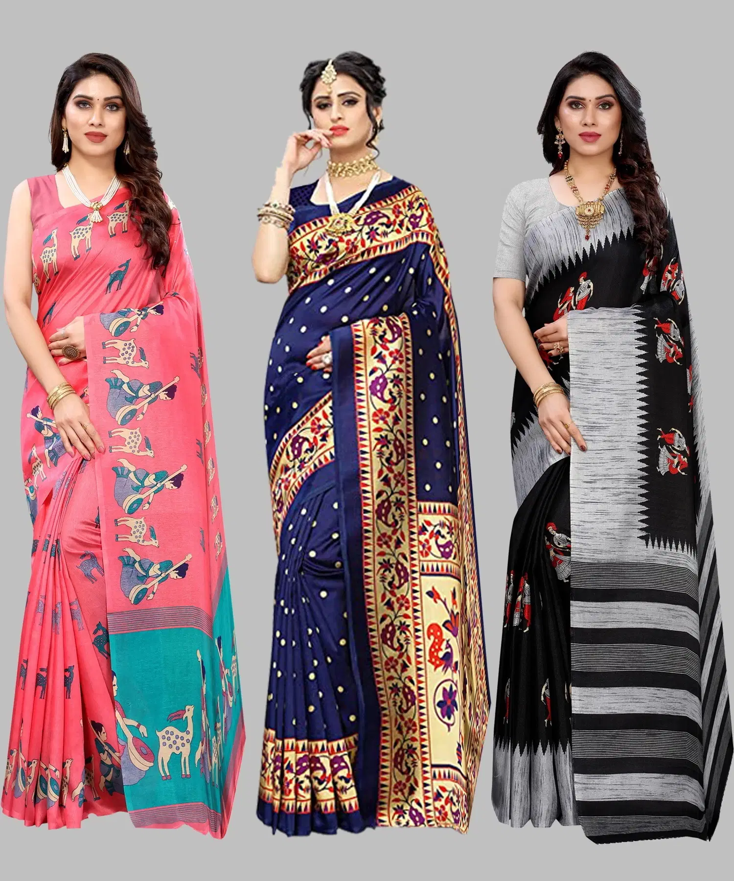 Yashika Art Silk Printed Regular Saree With Unstitched Blouse Piece ( Pink ) Yashika Art Silk Printed Regular Saree With Unstitched Blouse Piece ( Pink )