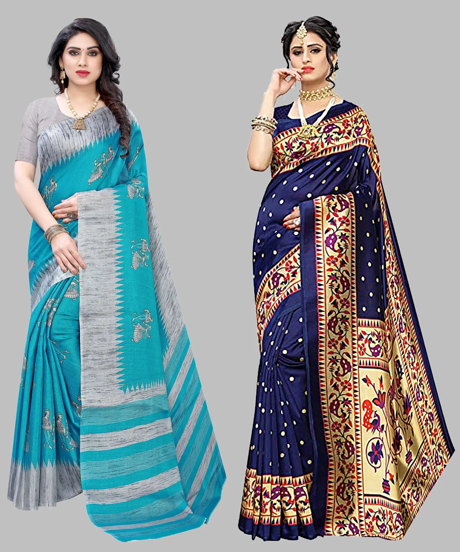     			Yashika Art Silk Printed Regular Saree With Unstitched Blouse Piece ( Blue )