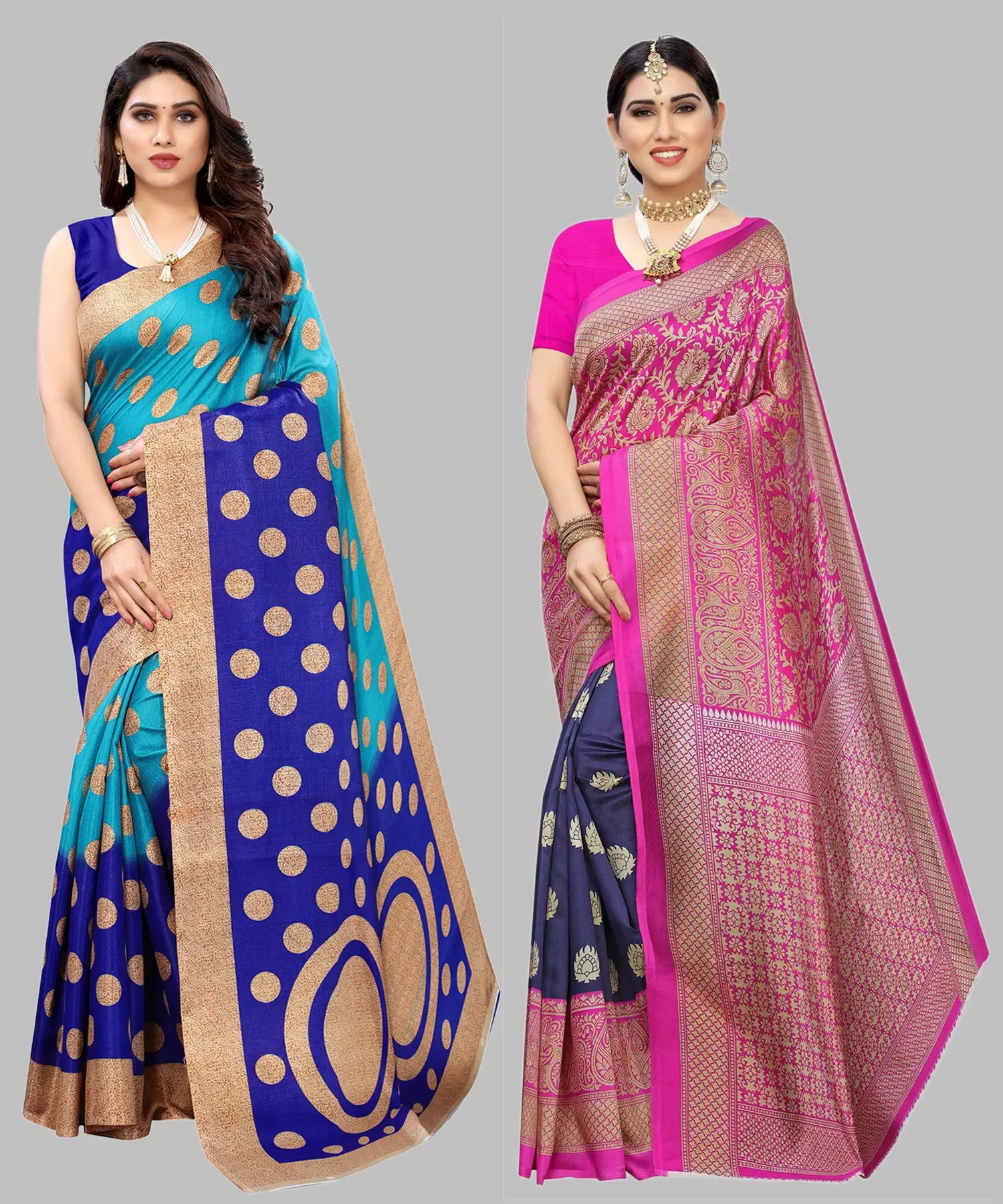     			Yashika Art Silk Printed Regular Saree With Unstitched Blouse Piece ( Blue )