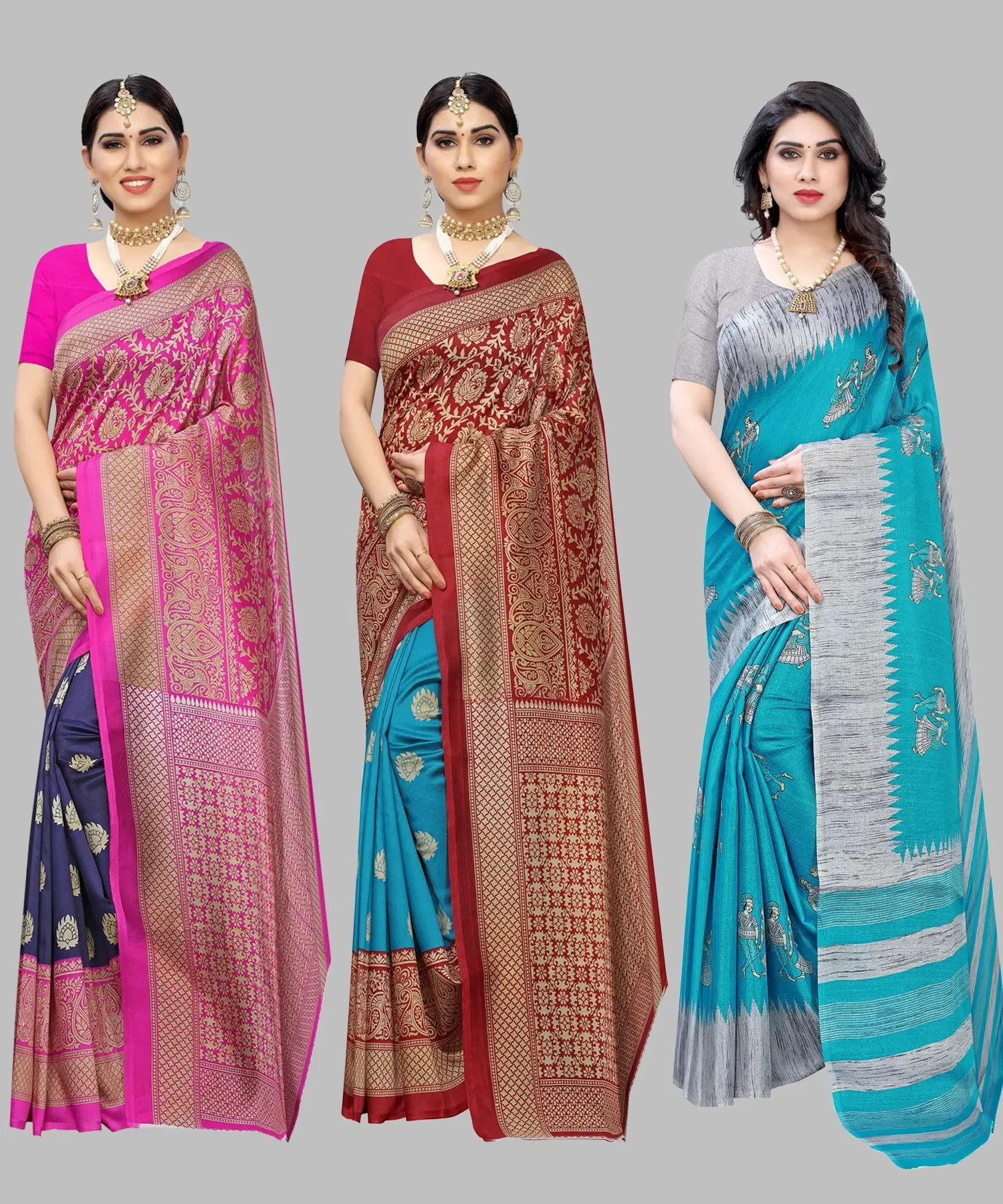 Yashika Art Silk Printed Regular Saree With Unstitched Blouse Piece ( Navy Blue ) Yashika Art Silk Printed Regular Saree With Unstitched Blouse Piece ( Navy Blue )