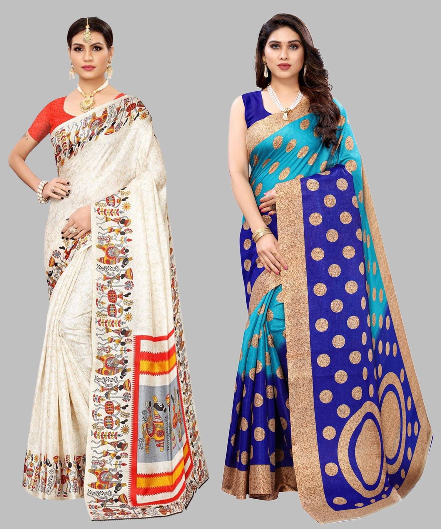     			Yashika Art Silk Printed Regular Saree With Unstitched Blouse Piece ( Orange )
