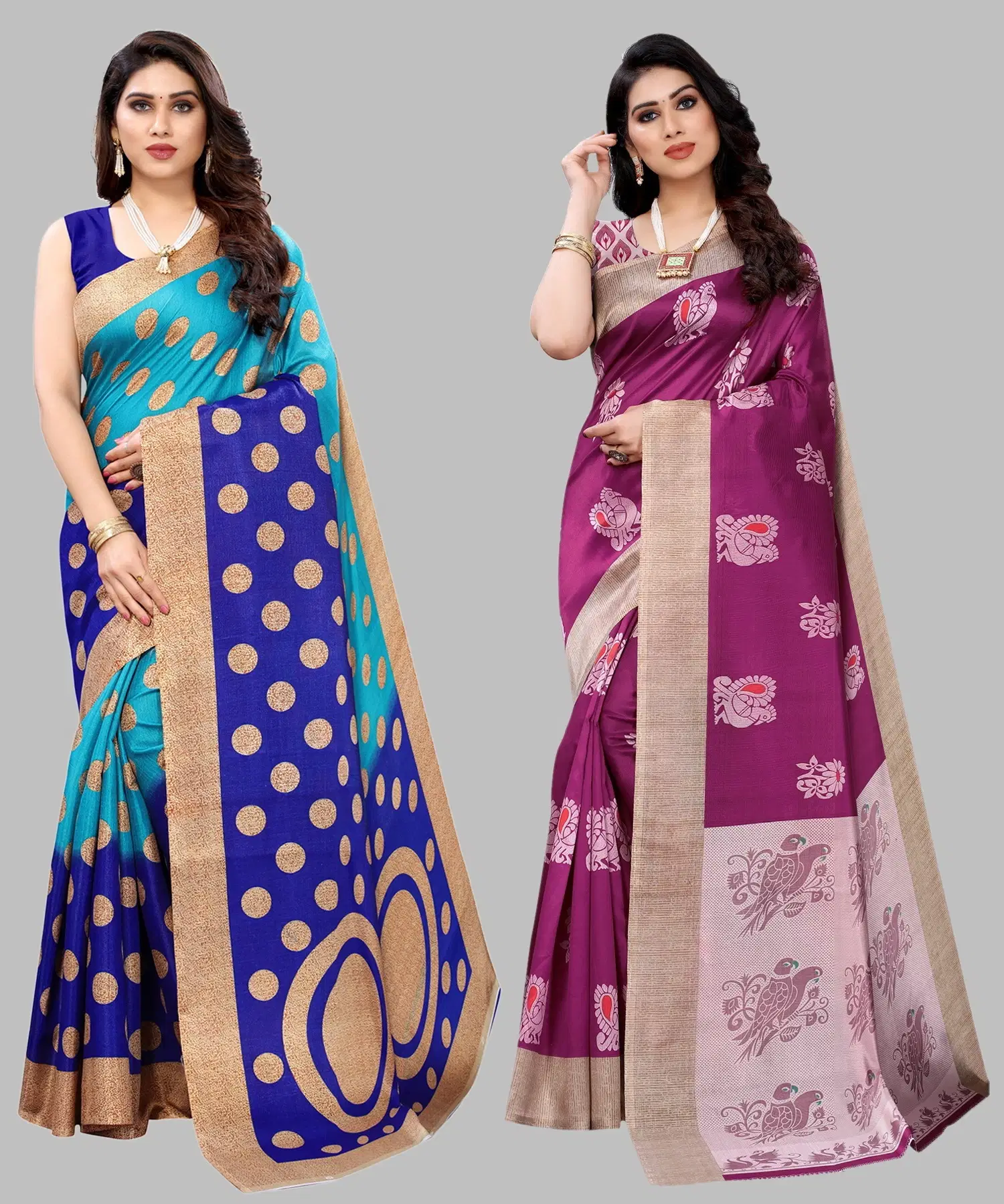     			Yashika Art Silk Printed Regular Saree With Unstitched Blouse Piece ( Blue )