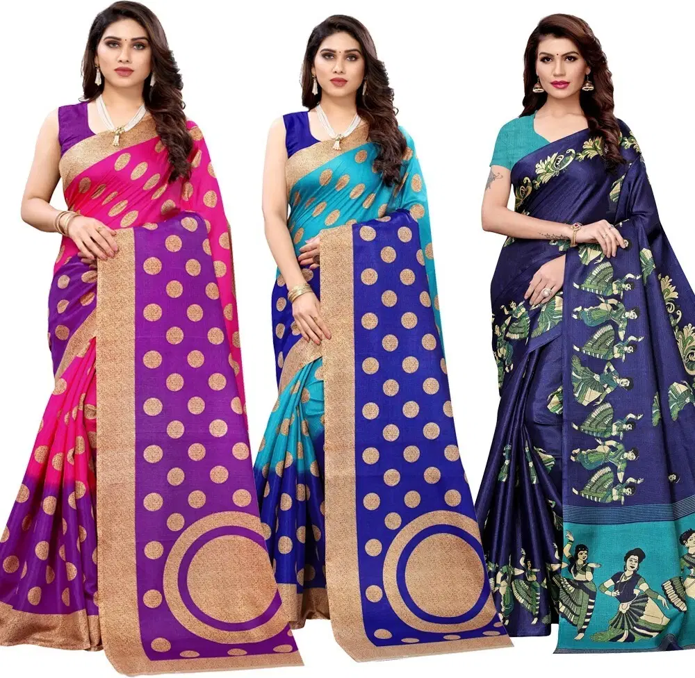     			Yashika Art Silk Printed Regular Saree With Unstitched Blouse Piece ( Multicolor )