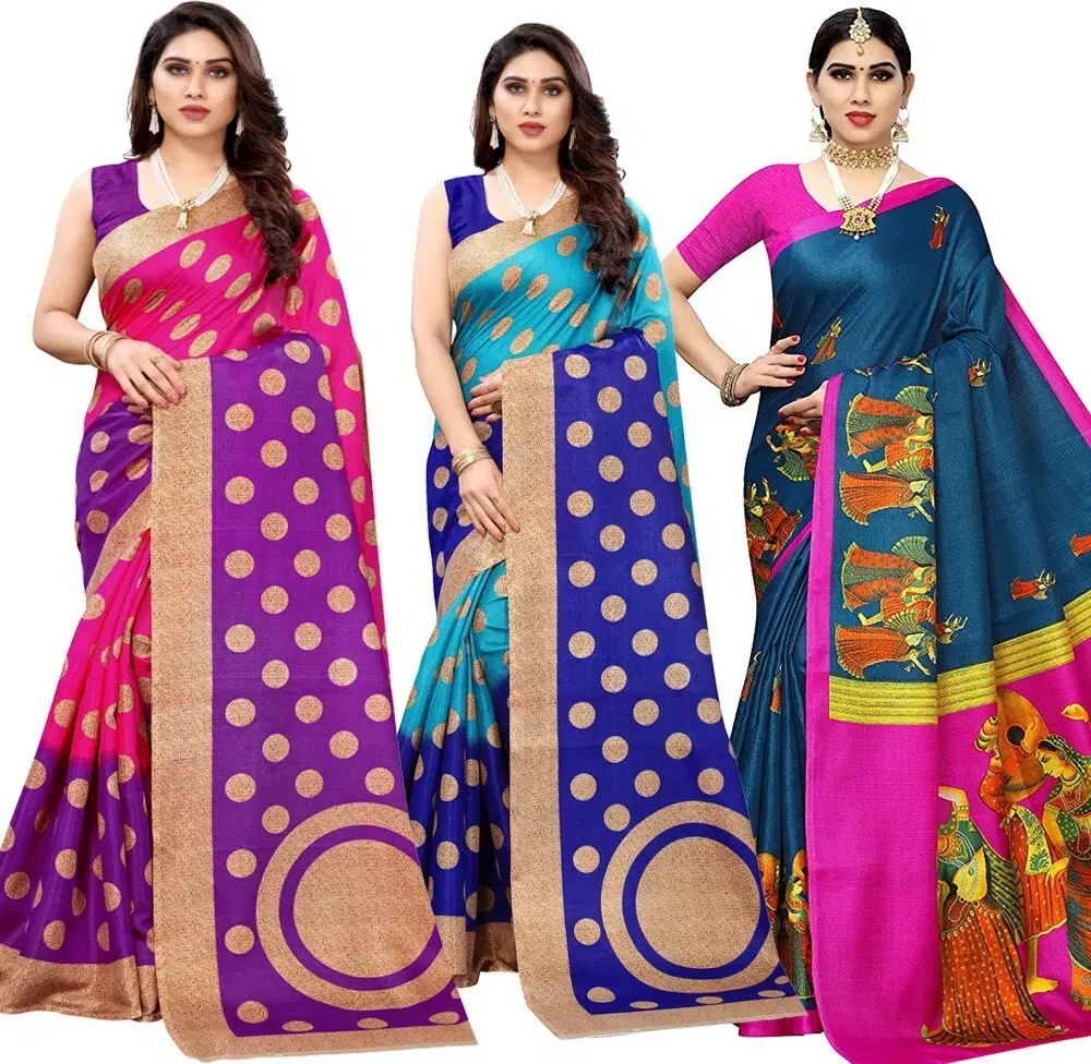     			Yashika Art Silk Printed Regular Saree With Unstitched Blouse Piece ( Multicolor )
