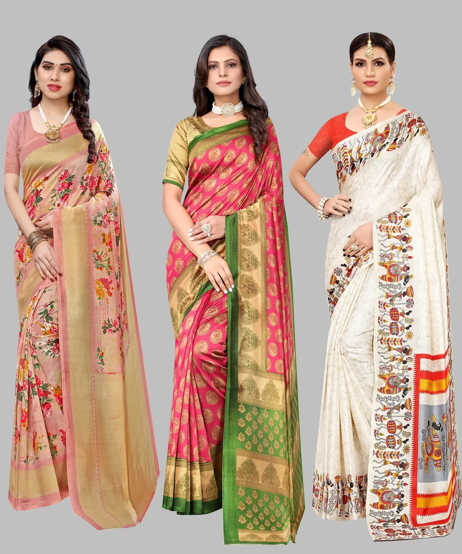     			Yashika Art Silk Printed Regular Saree With Unstitched Blouse Piece ( Orange )