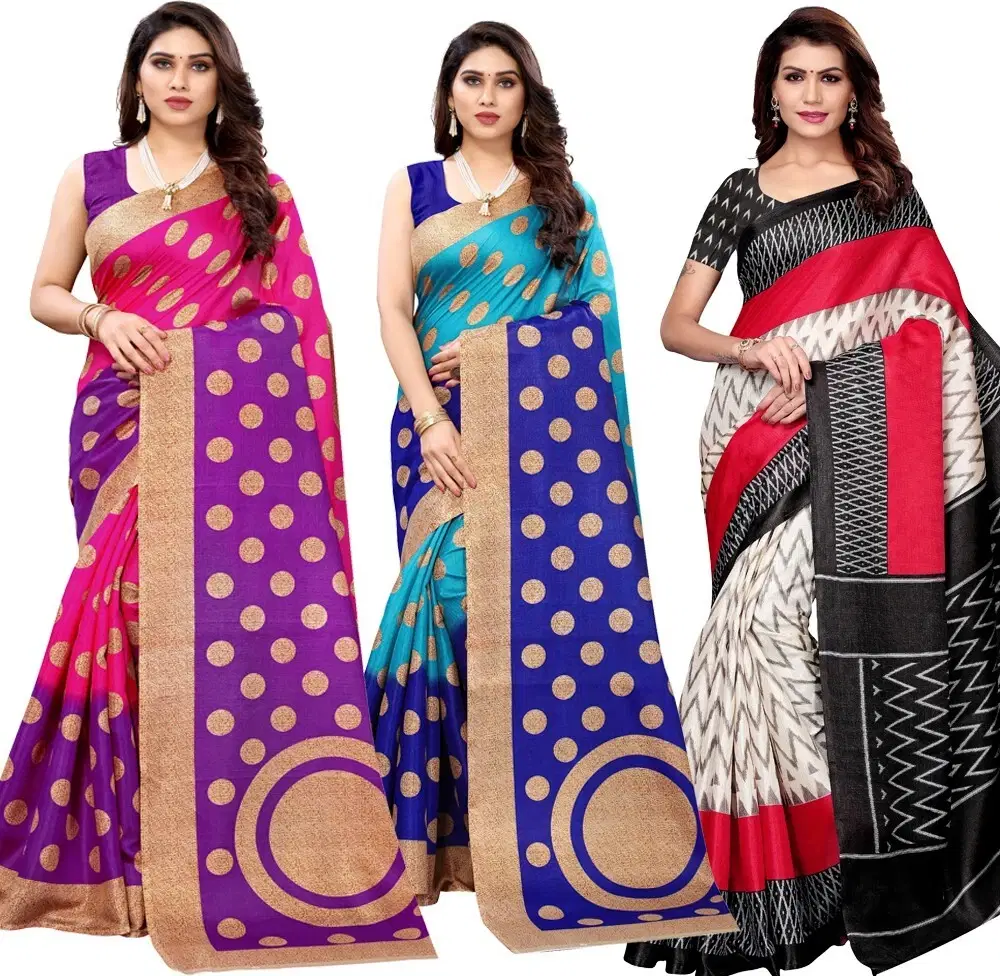 Yashika Art Silk Printed Regular Saree With Unstitched Blouse Piece ( Multicolor ) Yashika Art Silk Printed Regular Saree With Unstitched Blouse Piece ( Multicolor )