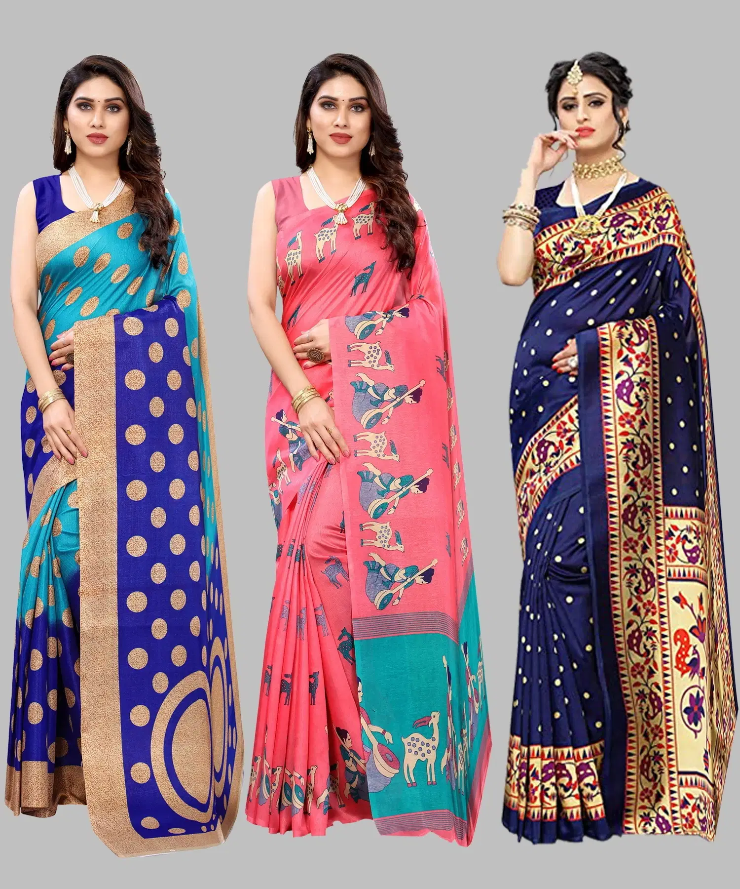 Yashika Art Silk Printed Regular Saree With Unstitched Blouse Piece ( Blue ) Yashika Art Silk Printed Regular Saree With Unstitched Blouse Piece ( Blue )