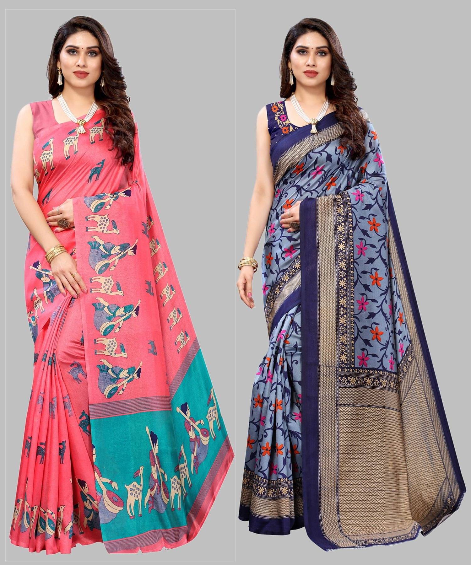 Yashika Art Silk Printed Regular Saree With Unstitched Blouse Piece ( Pink ) Yashika Art Silk Printed Regular Saree With Unstitched Blouse Piece ( Pink )