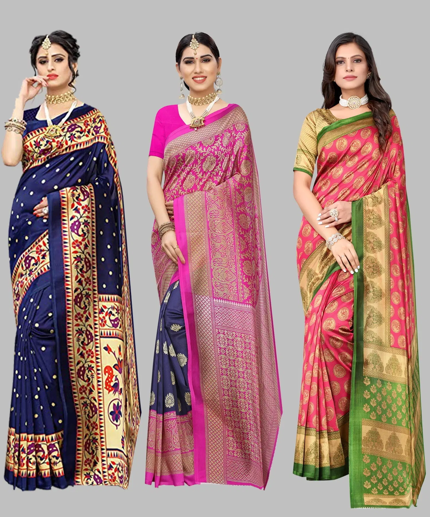 Yashika Art Silk Printed Regular Saree With Unstitched Blouse Piece ( Navy Blue ) Yashika Art Silk Printed Regular Saree With Unstitched Blouse Piece ( Navy Blue )