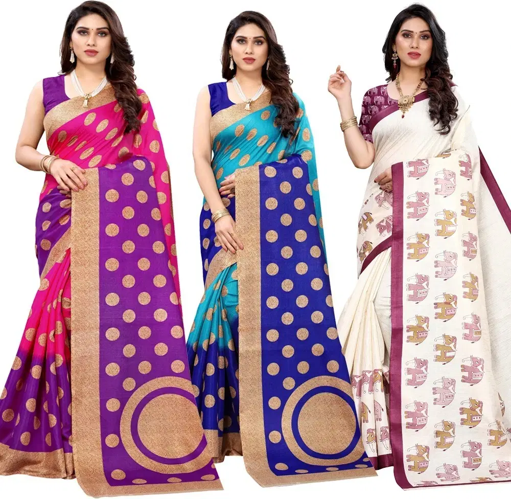 Yashika Art Silk Printed Regular Saree With Unstitched Blouse Piece ( Multicolor ) Yashika Art Silk Printed Regular Saree With Unstitched Blouse Piece ( Multicolor )