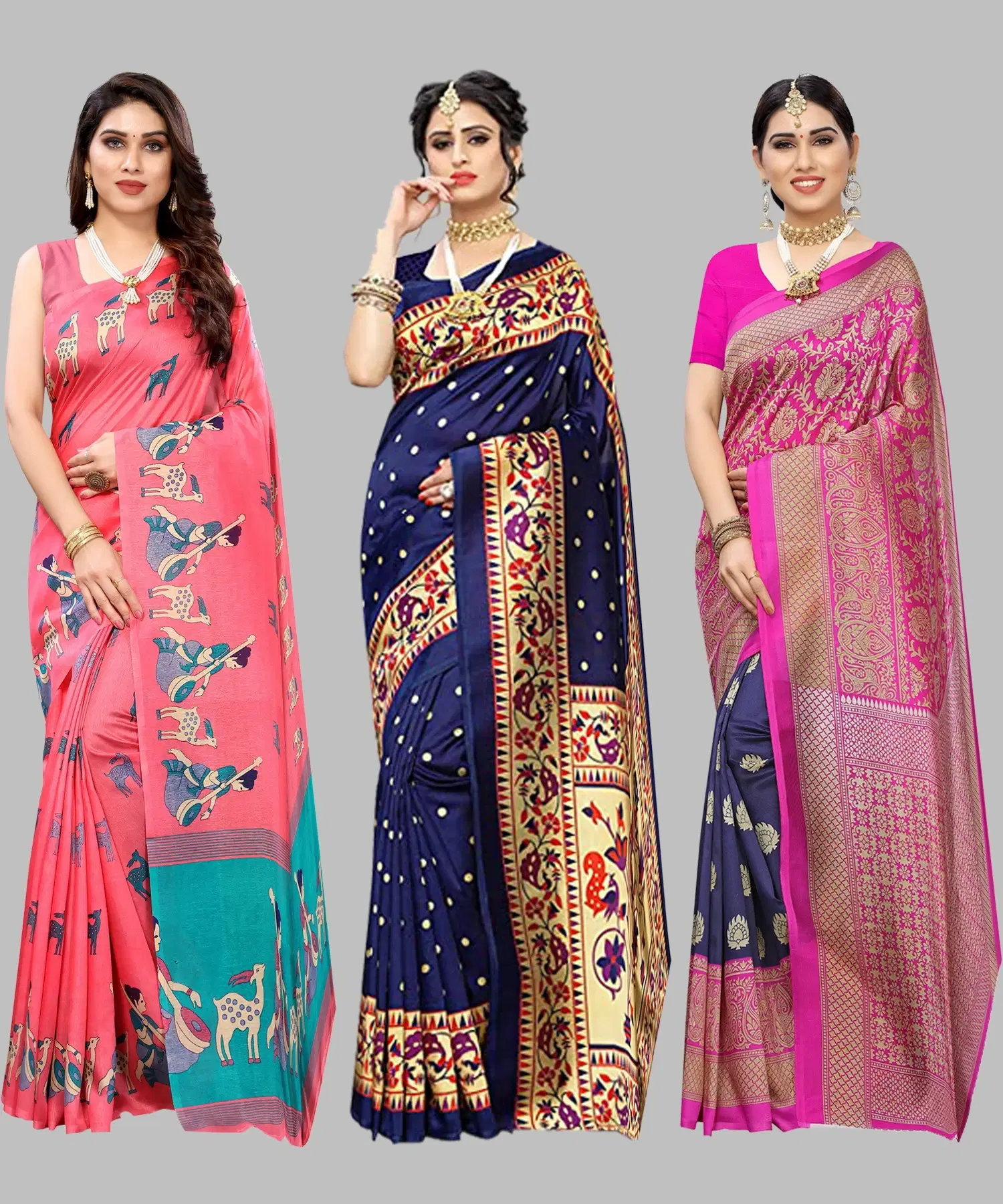 Yashika Art Silk Printed Regular Saree With Unstitched Blouse Piece ( Multicolor )     			Yashika Art Silk Printed Regular Saree With Unstitched Blouse Piece ( Multicolor )