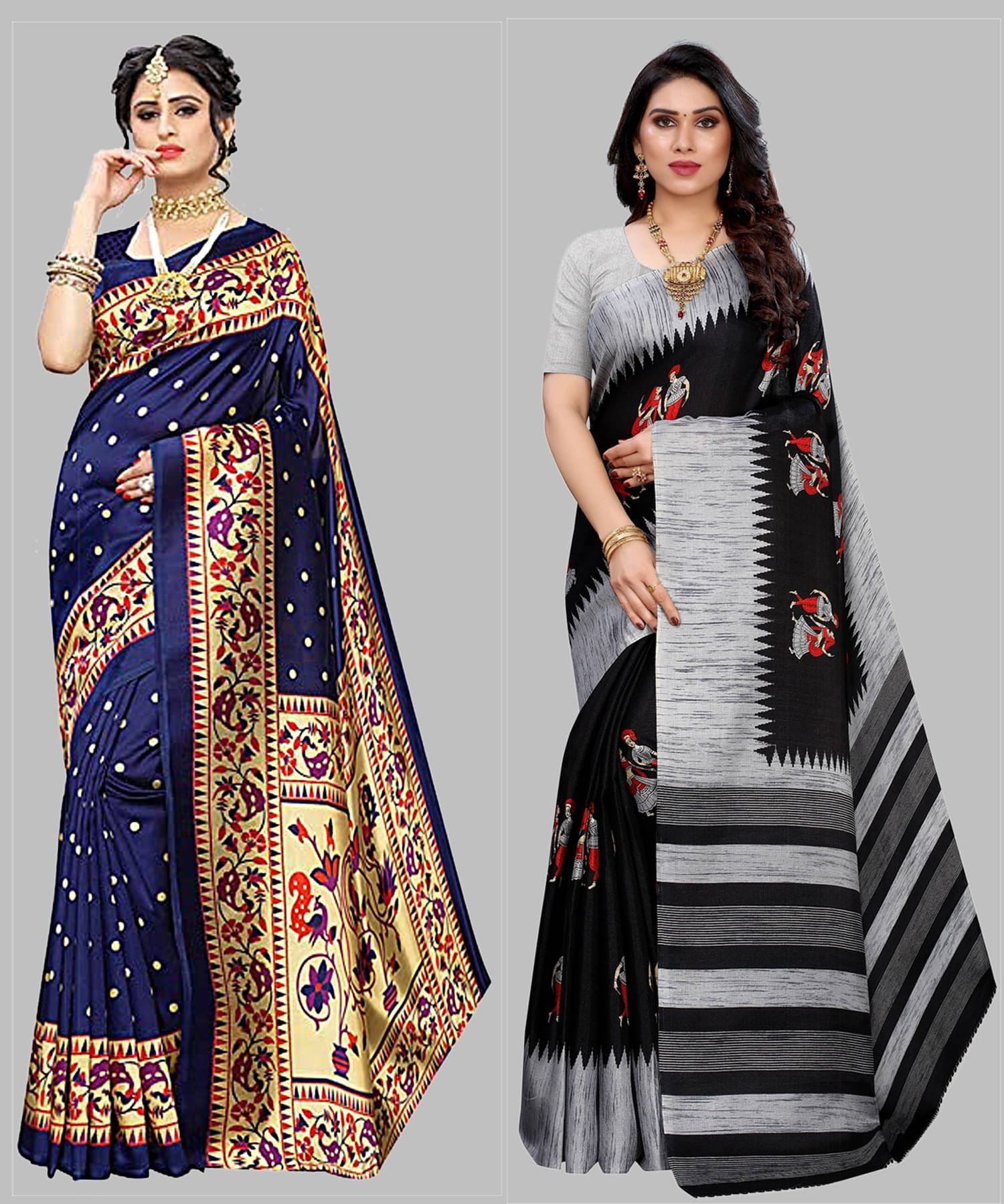 Yashika Art Silk Printed Regular Saree With Unstitched Blouse Piece ( Blue )     			Yashika Art Silk Printed Regular Saree With Unstitched Blouse Piece ( Blue )