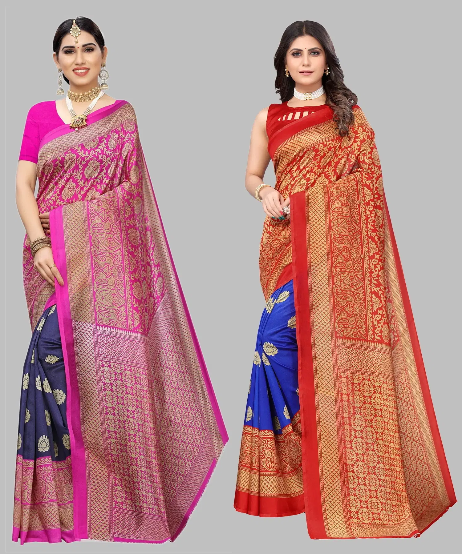     			Yashika Art Silk Printed Regular Saree With Unstitched Blouse Piece ( Blue )