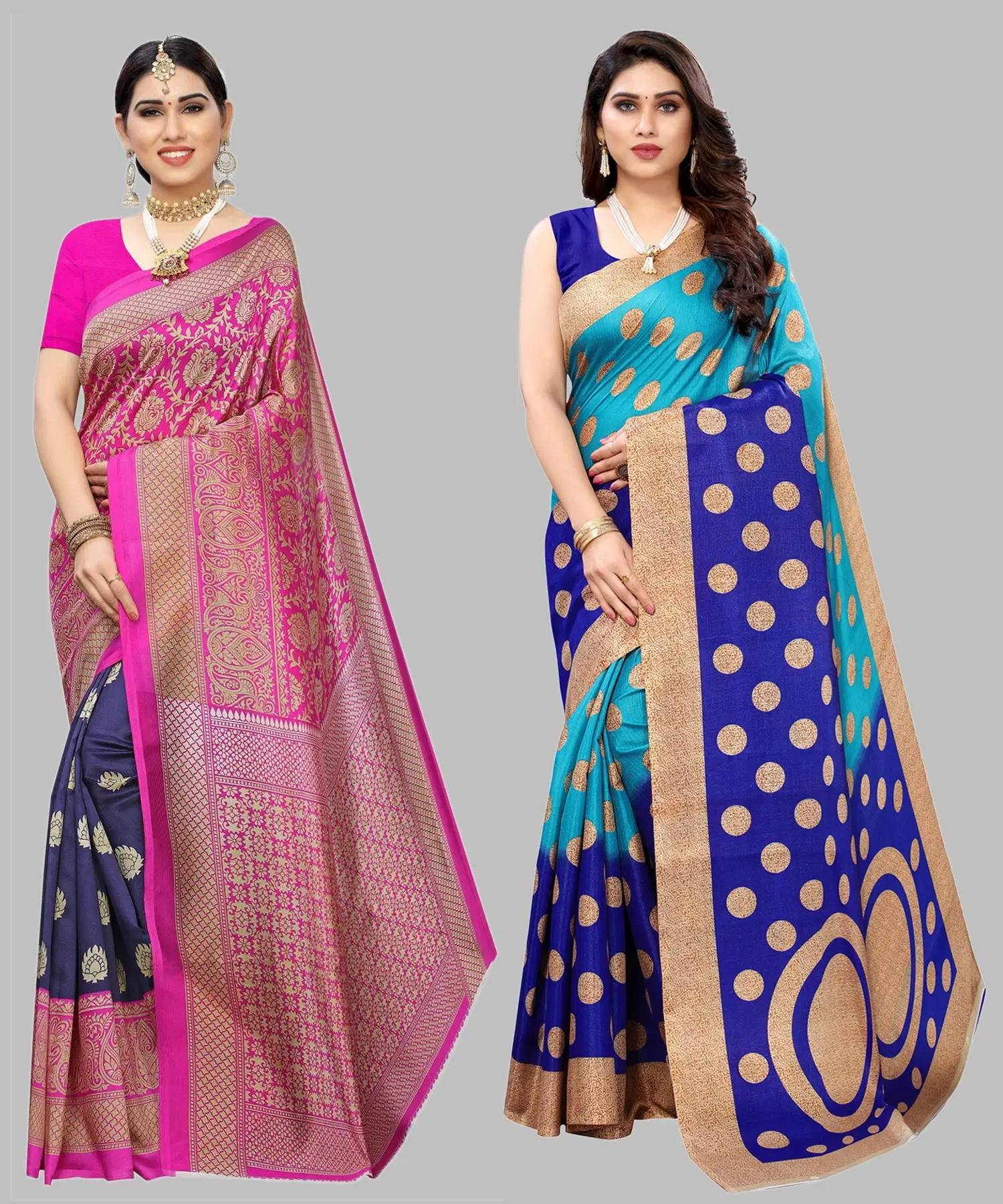     			Yashika Art Silk Printed Regular Saree With Unstitched Blouse Piece ( Blue )