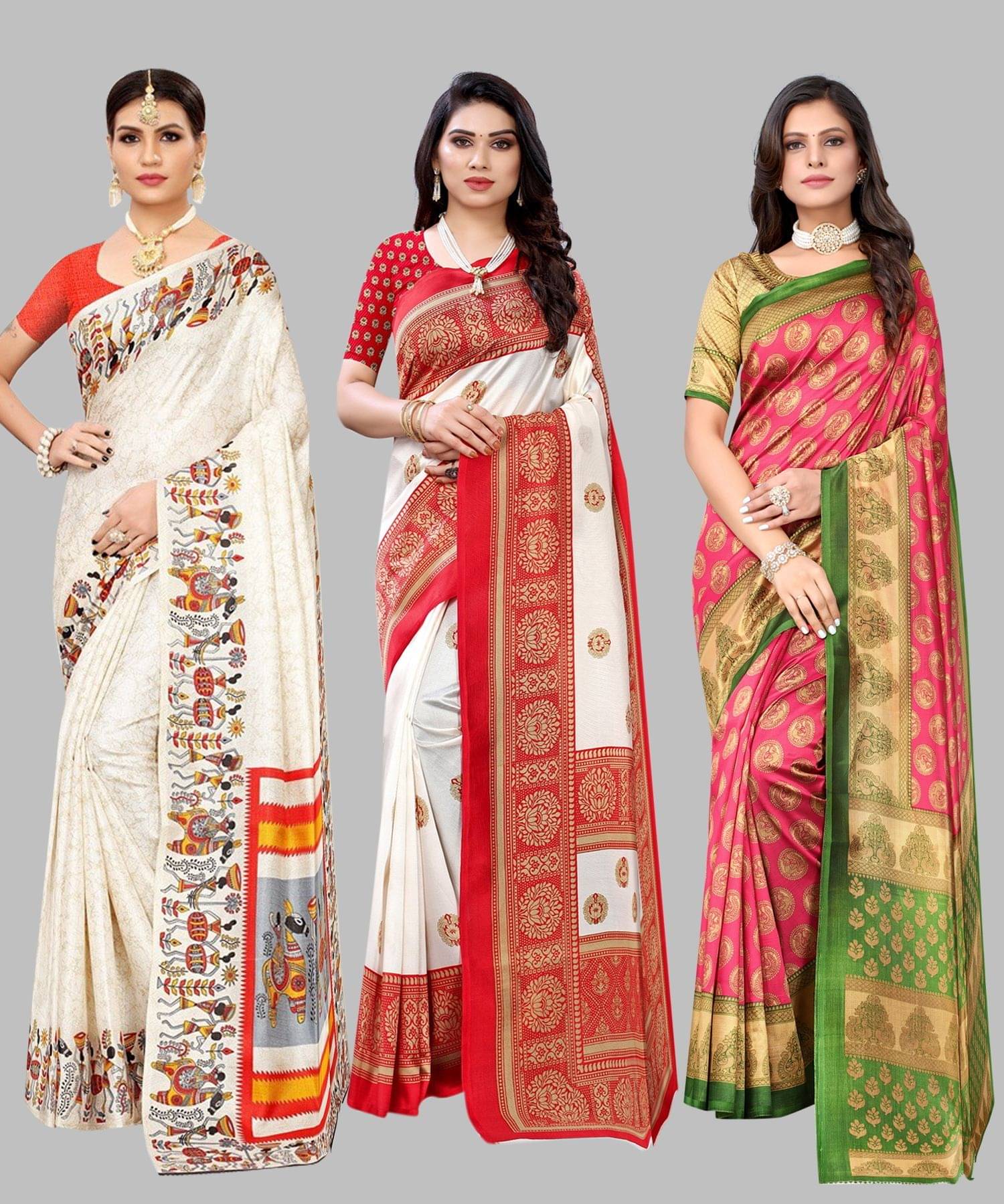     			Yashika Art Silk Printed Regular Saree With Unstitched Blouse Piece ( Orange )