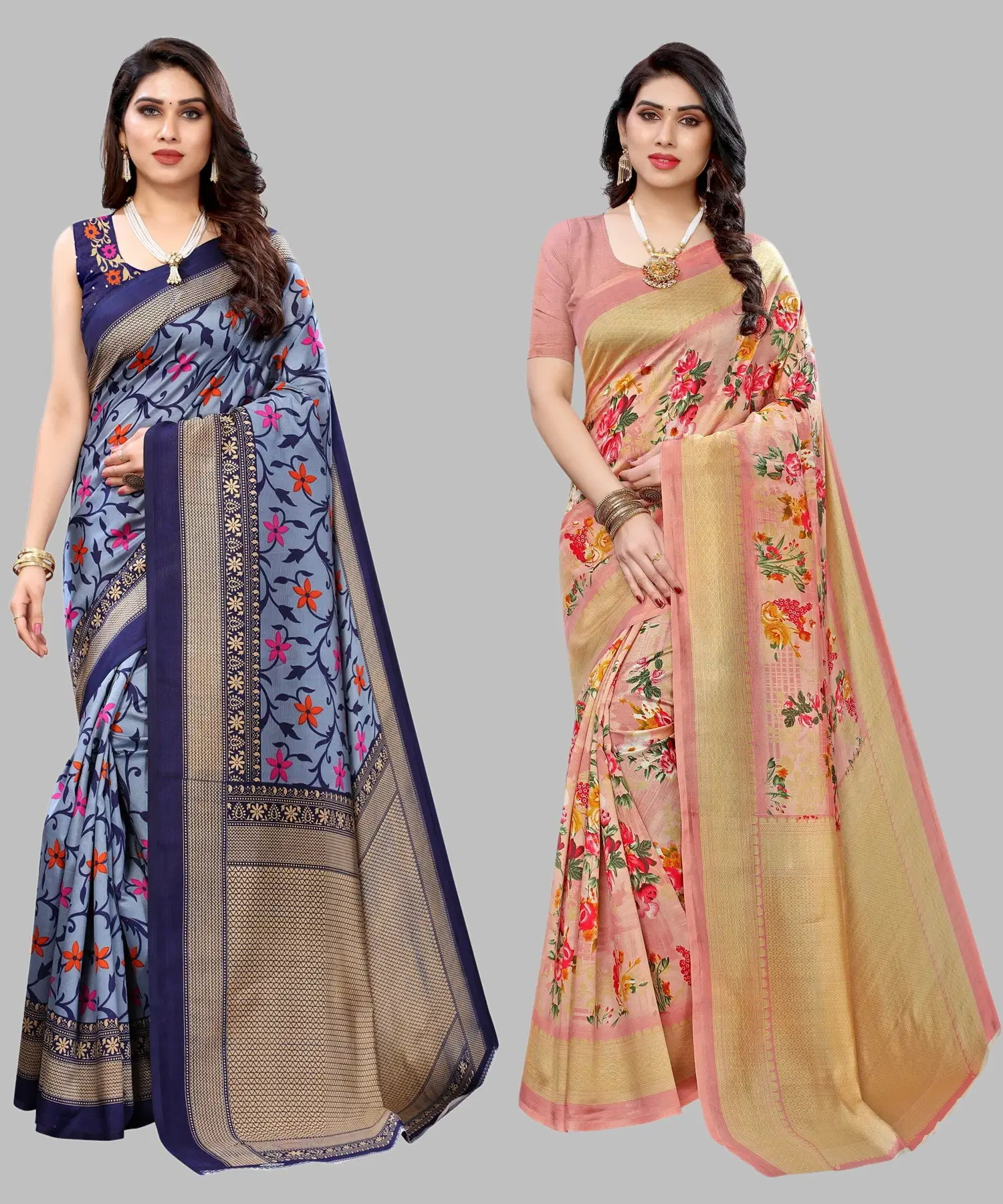 Yashika Art Silk Printed Regular Saree With Unstitched Blouse Piece ( Blue ) Yashika Art Silk Printed Regular Saree With Unstitched Blouse Piece ( Blue )