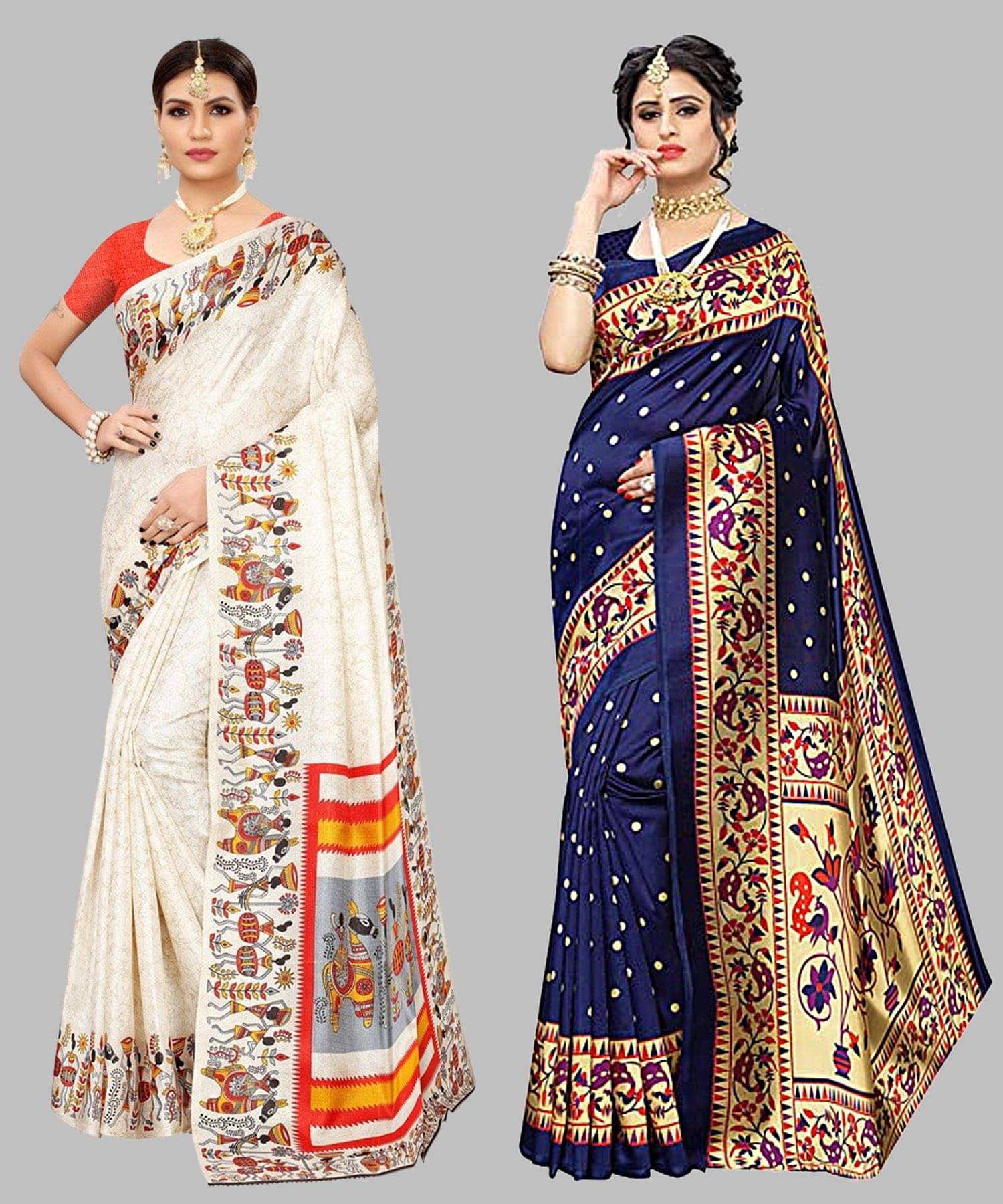 Yashika Art Silk Printed Regular Saree With Unstitched Blouse Piece ( Orange )     			Yashika Art Silk Printed Regular Saree With Unstitched Blouse Piece ( Orange )