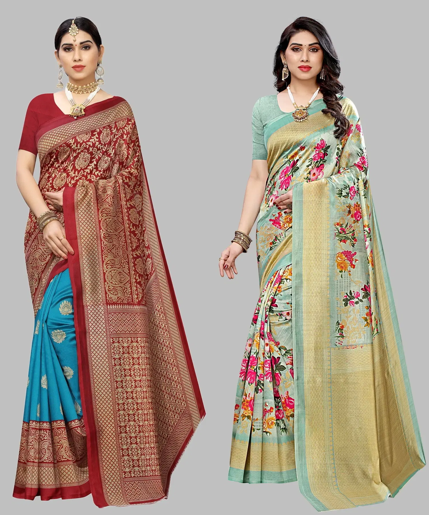     			Yashika Art Silk Printed Regular Saree With Unstitched Blouse Piece ( Light Green )