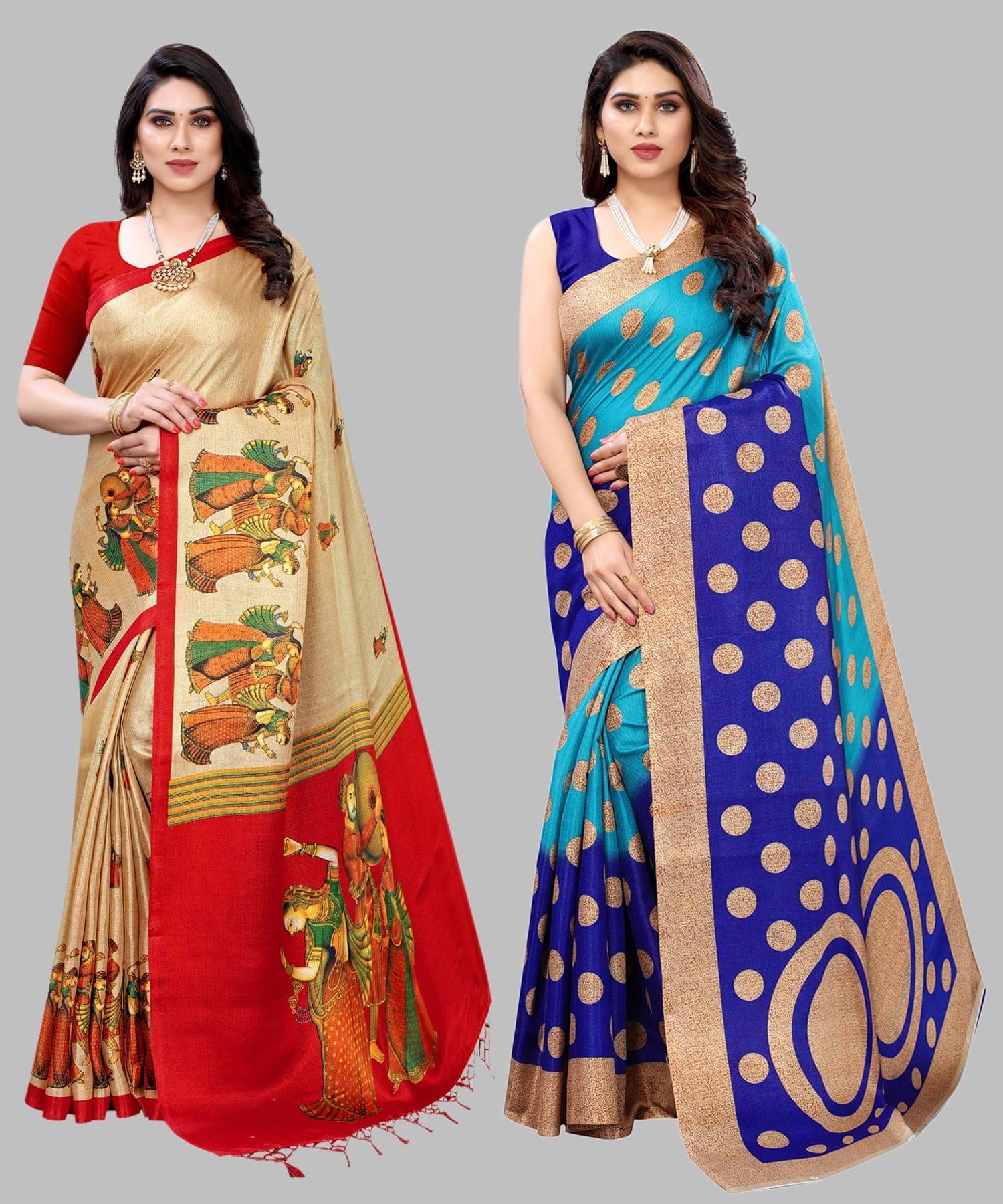     			Yashika Art Silk Printed Regular Saree With Unstitched Blouse Piece ( Brown )