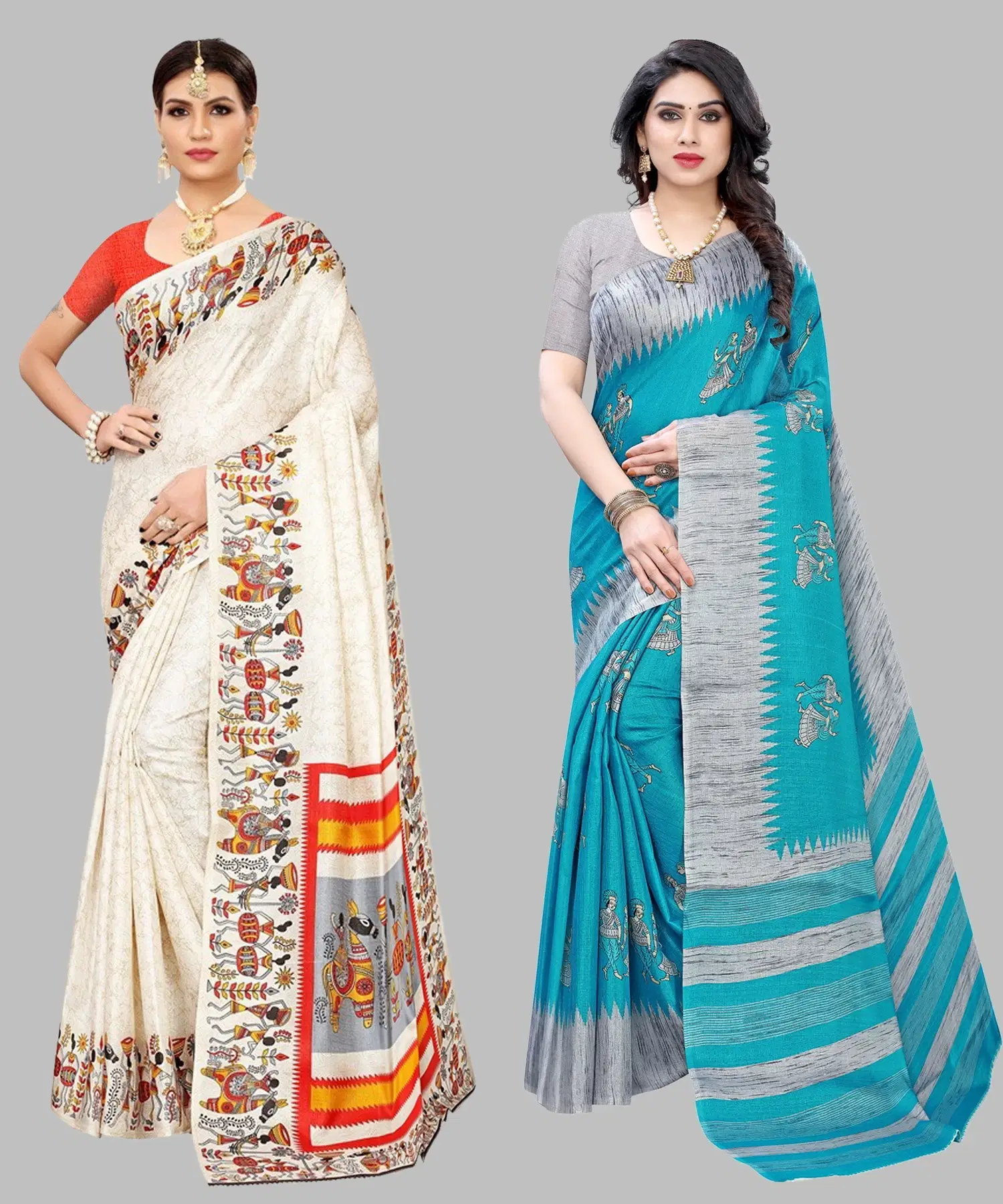     			Yashika Art Silk Printed Regular Saree With Unstitched Blouse Piece ( Orange )